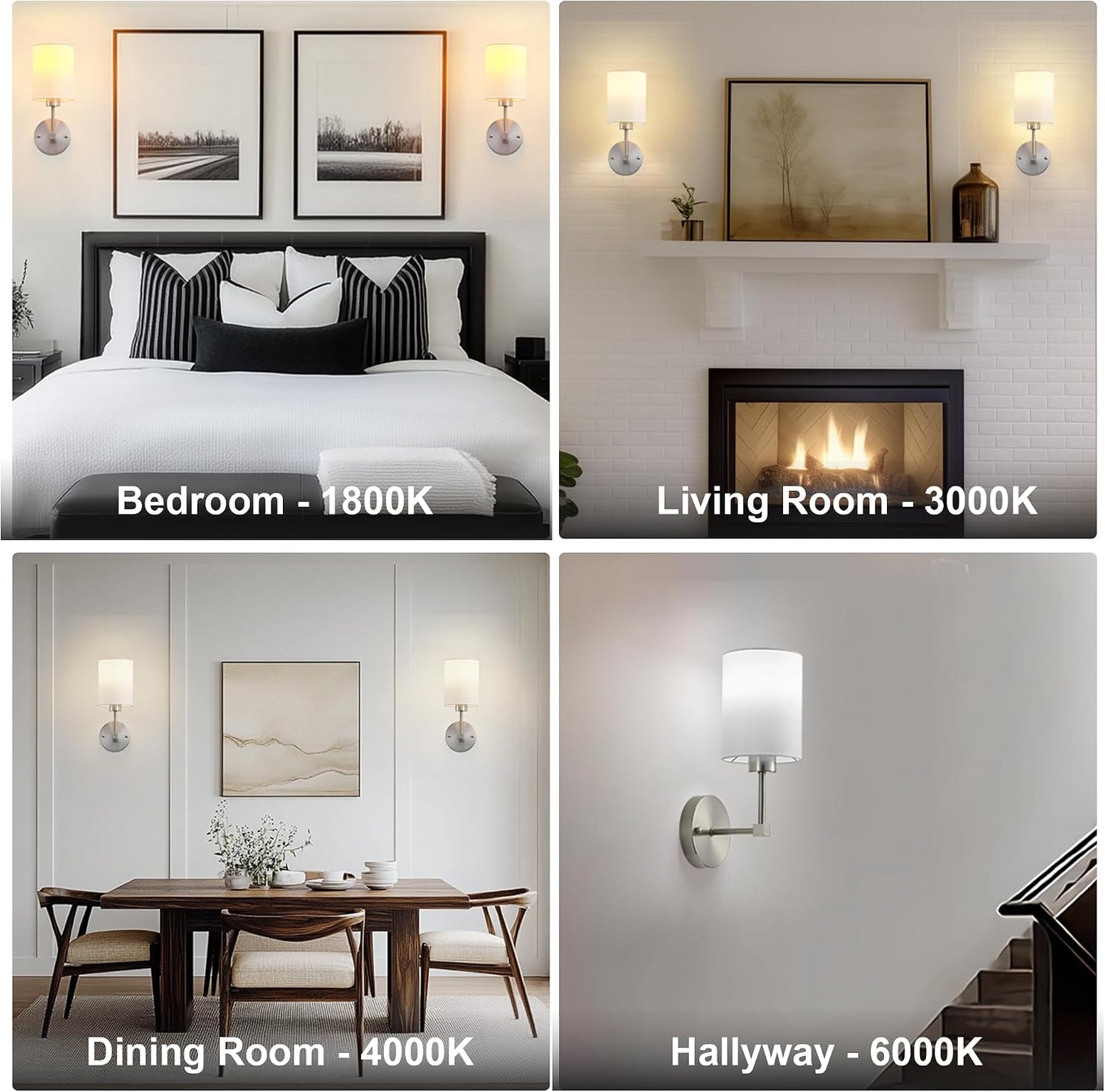 KARTOOSH Battery Operated Wall Sconce Set of Two, Dimmable 4CCT, RGB, Timer | Rechargeable Wireless Wall Decor Light