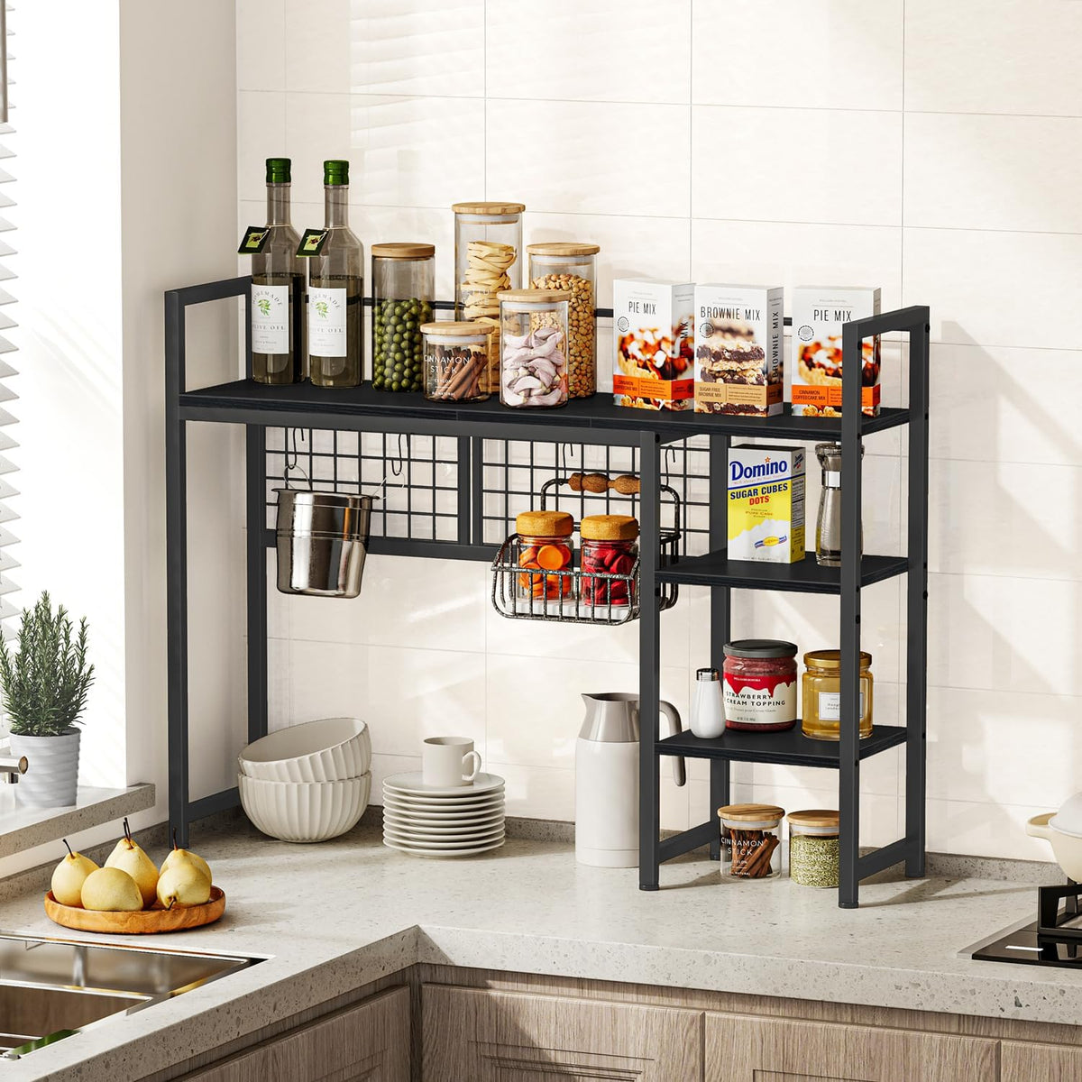 Snughome Desk Shelf, 38.6" Desktop Organizer Shelf, Desk Hutch for Computer Monitor, 4 Tier Desk Display Rack with