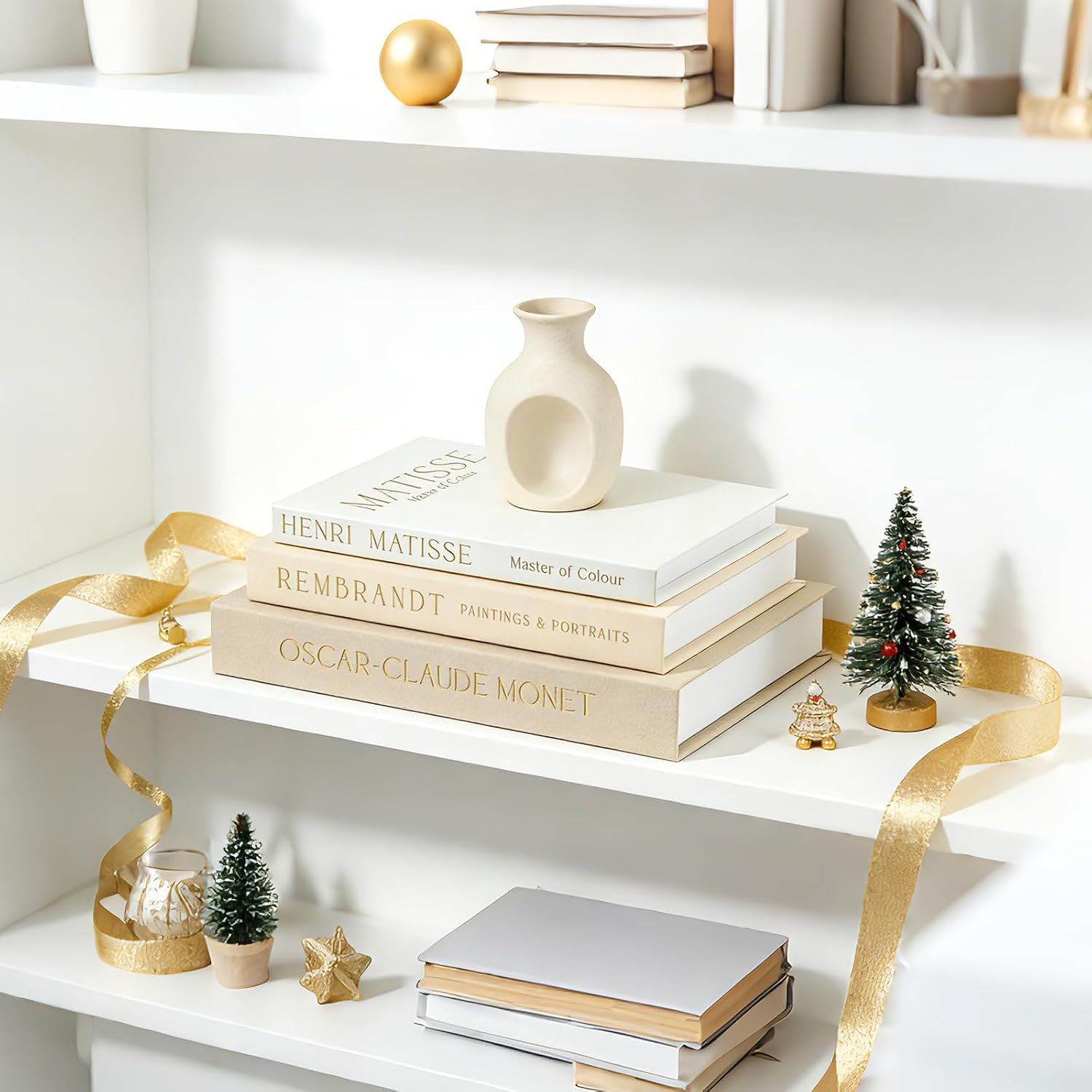 Decorative Books / Stack Fake Books for Decoration / Beige-light Beige-off-white / Set of 3