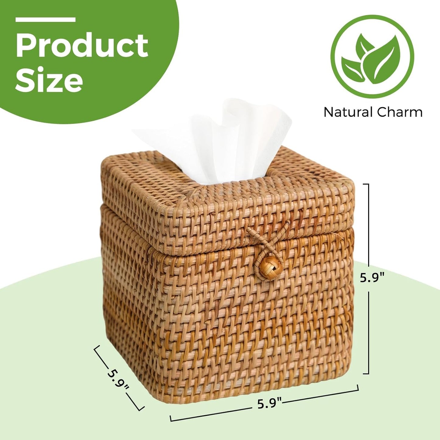 Rattan Tissue Box Cover Square