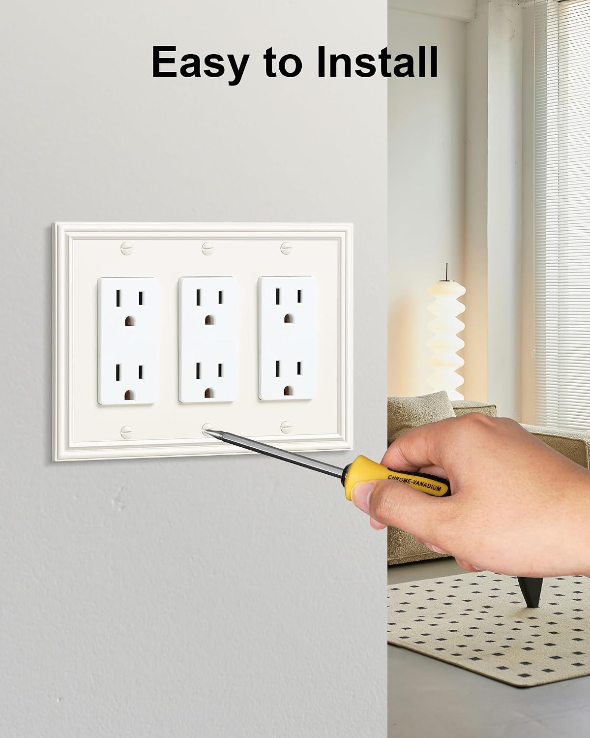 2-Pack Zinc Alloy Tripple Decorator Outlet Cover Plate, Solid Switch Cover | Durable Wall Plates for Electrical