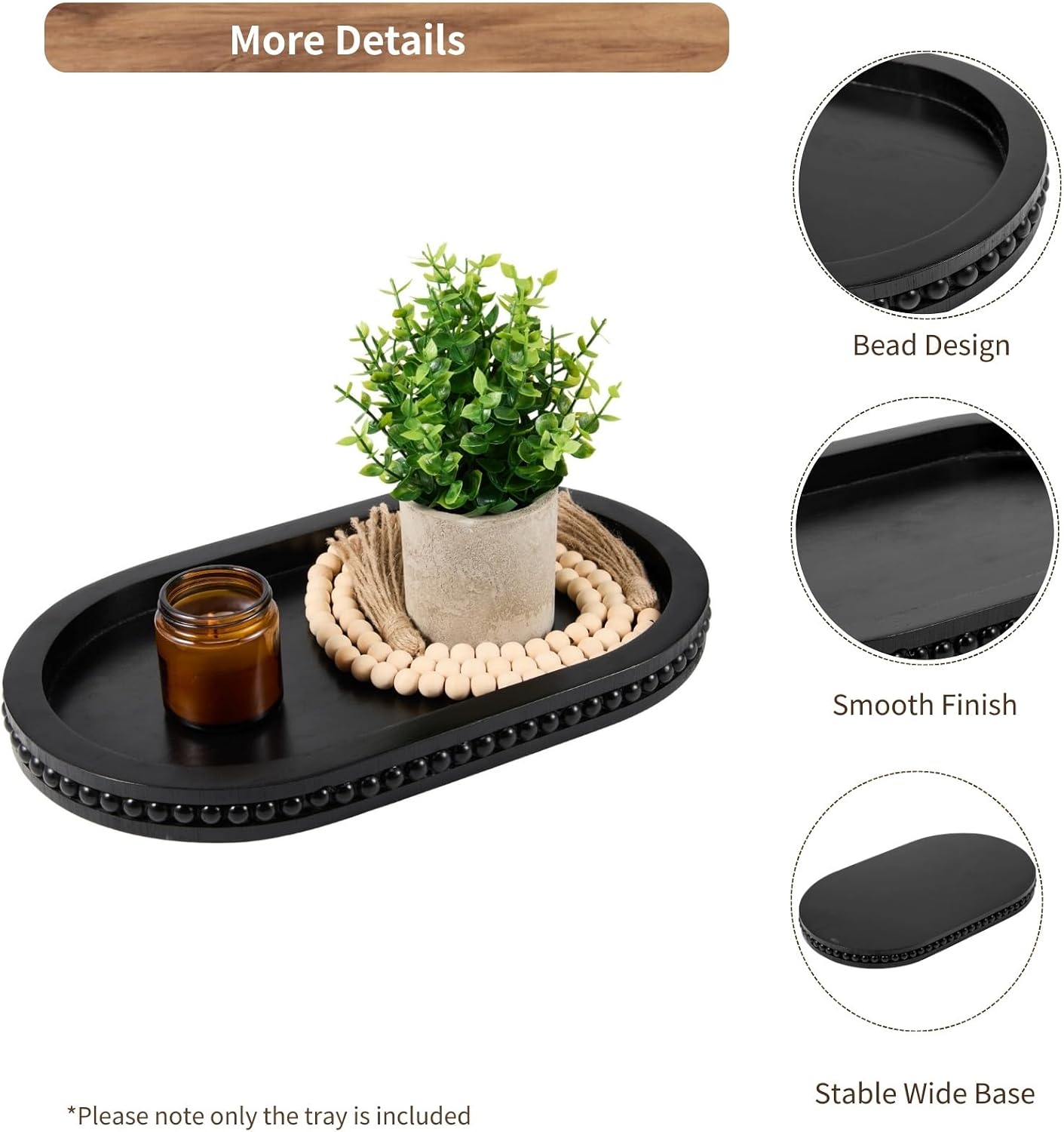 Wood Decorative Tray / Black