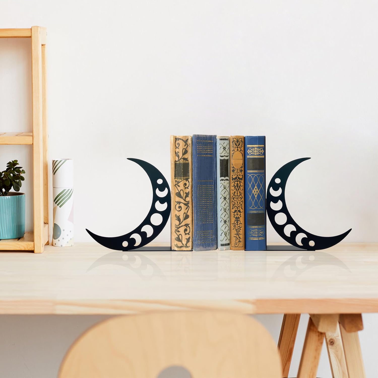 Moon Bookends Moon Phase Metal Decor Moon Book Ends