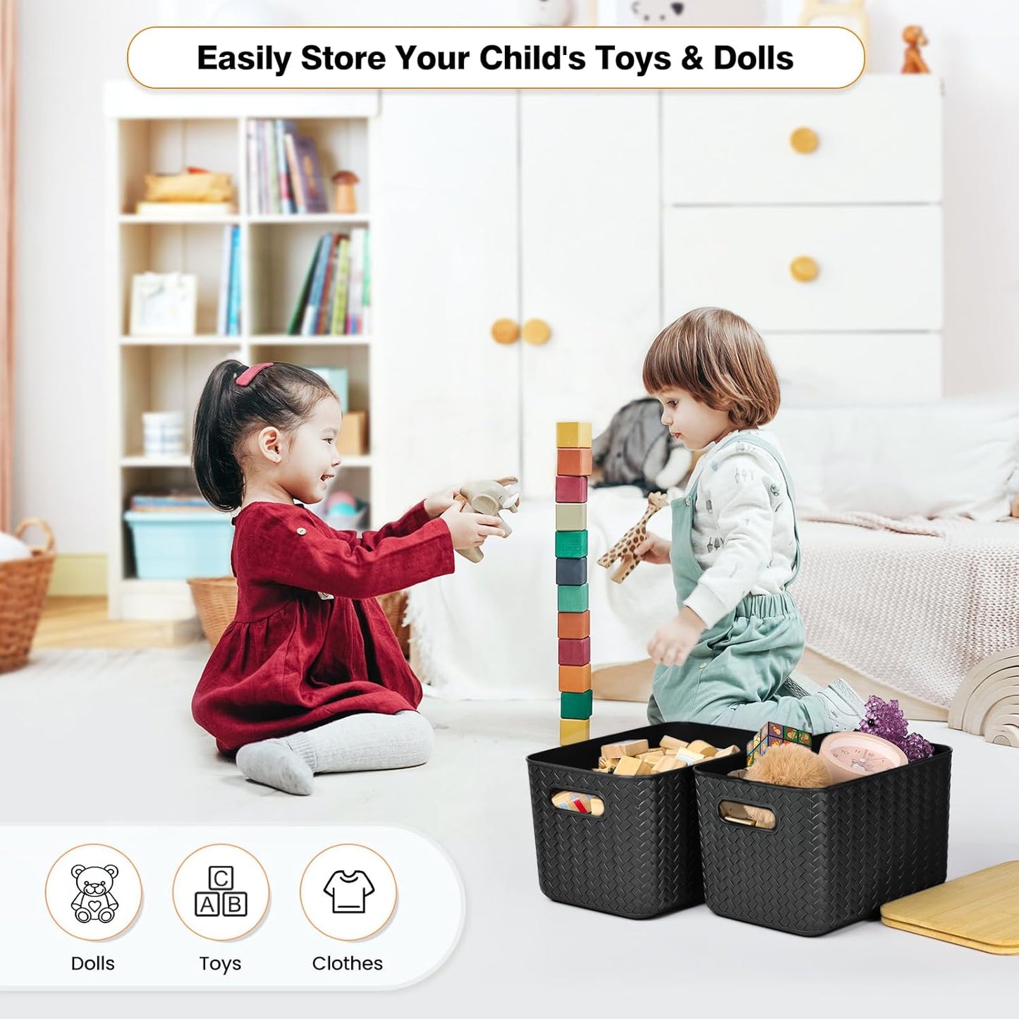 4 Packs Storage Bins / Black