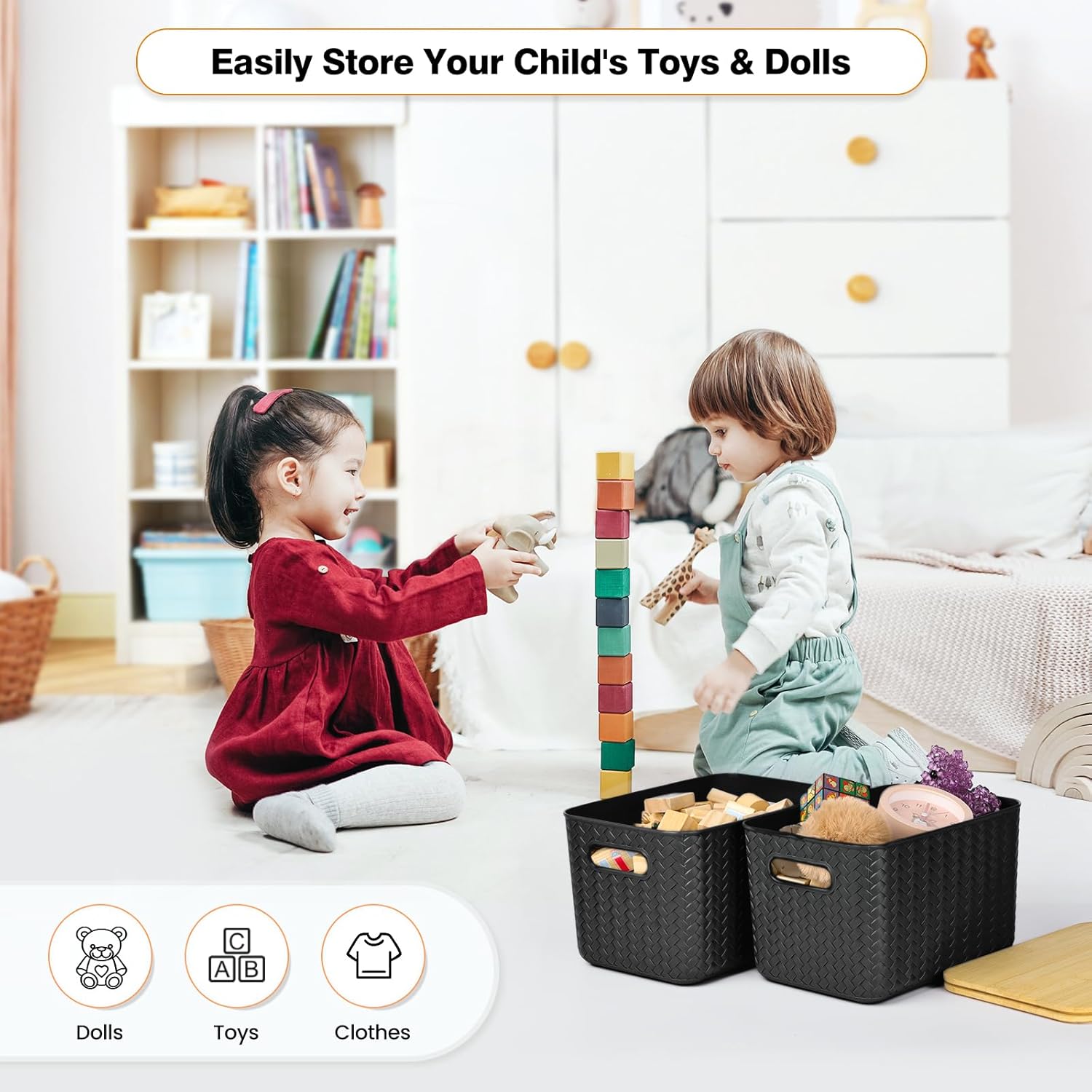 4 Packs Storage Bins / Black