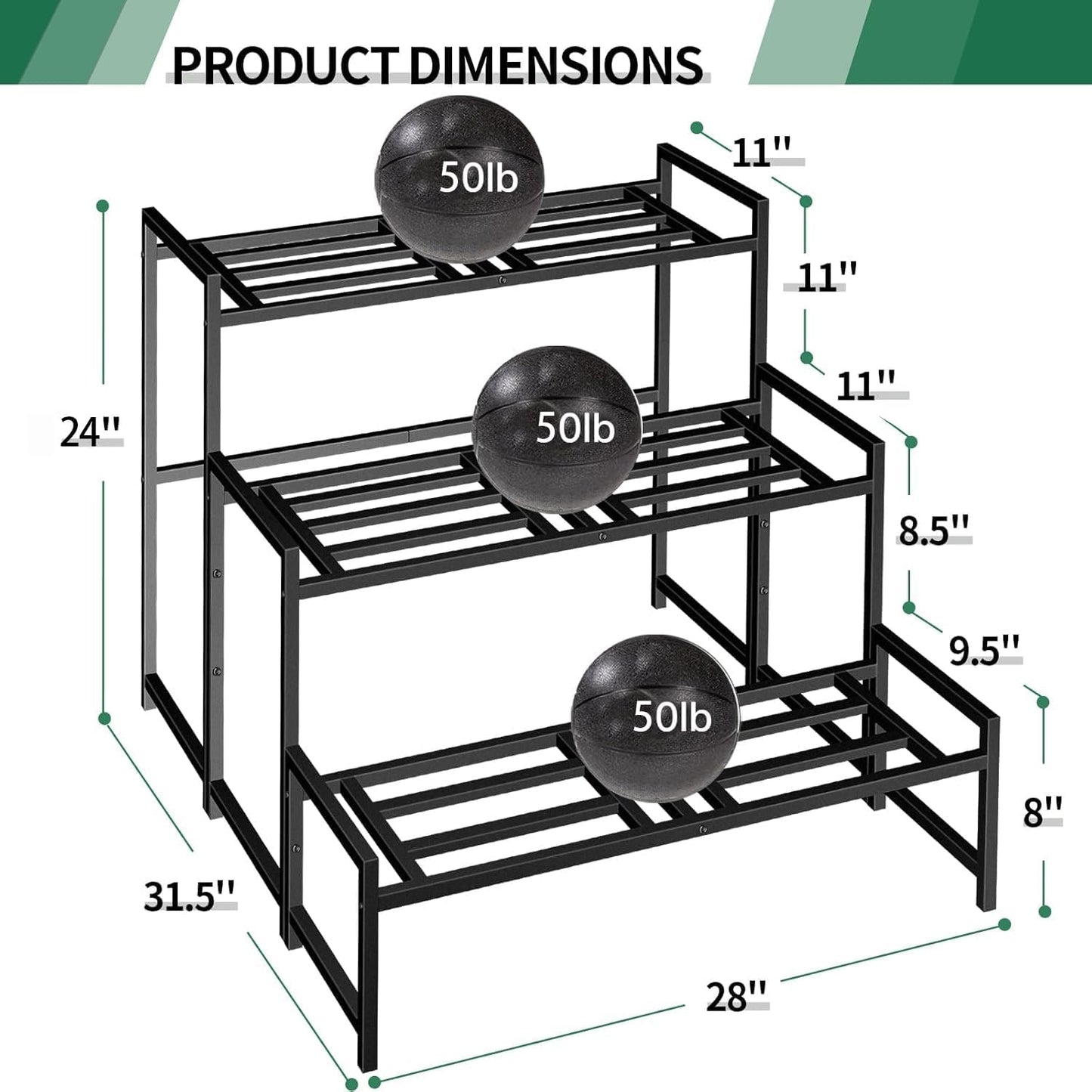 Plant Stand Indoor Outdoor, 3-Tier Stackable Wrought Iron Plant Stands | Metal Plant Shelf Decorative Outdoor Flower