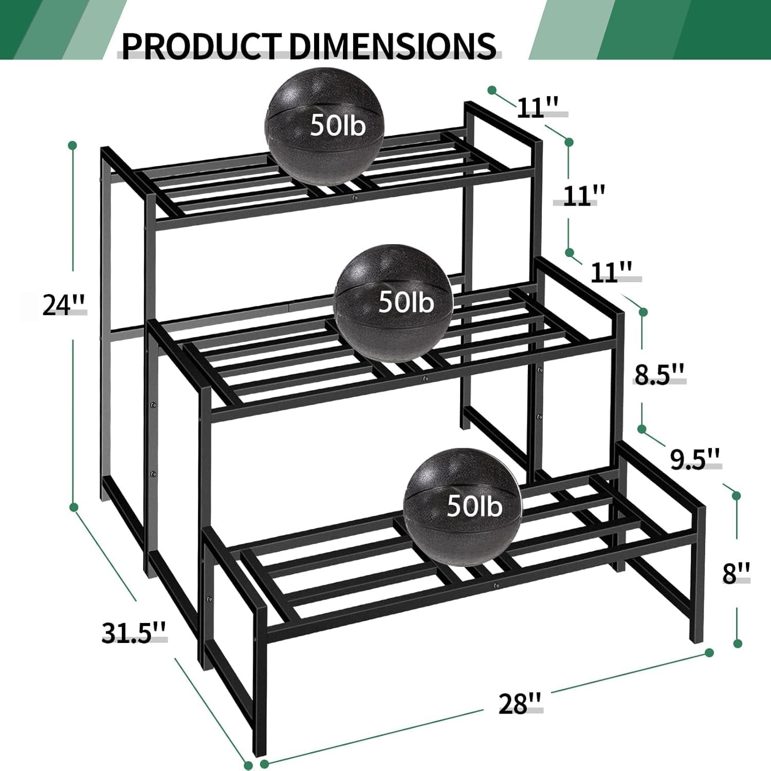 Plant Stand Indoor Outdoor, 3-Tier Stackable Wrought Iron Plant Stands | Metal Plant Shelf Decorative Outdoor Flower