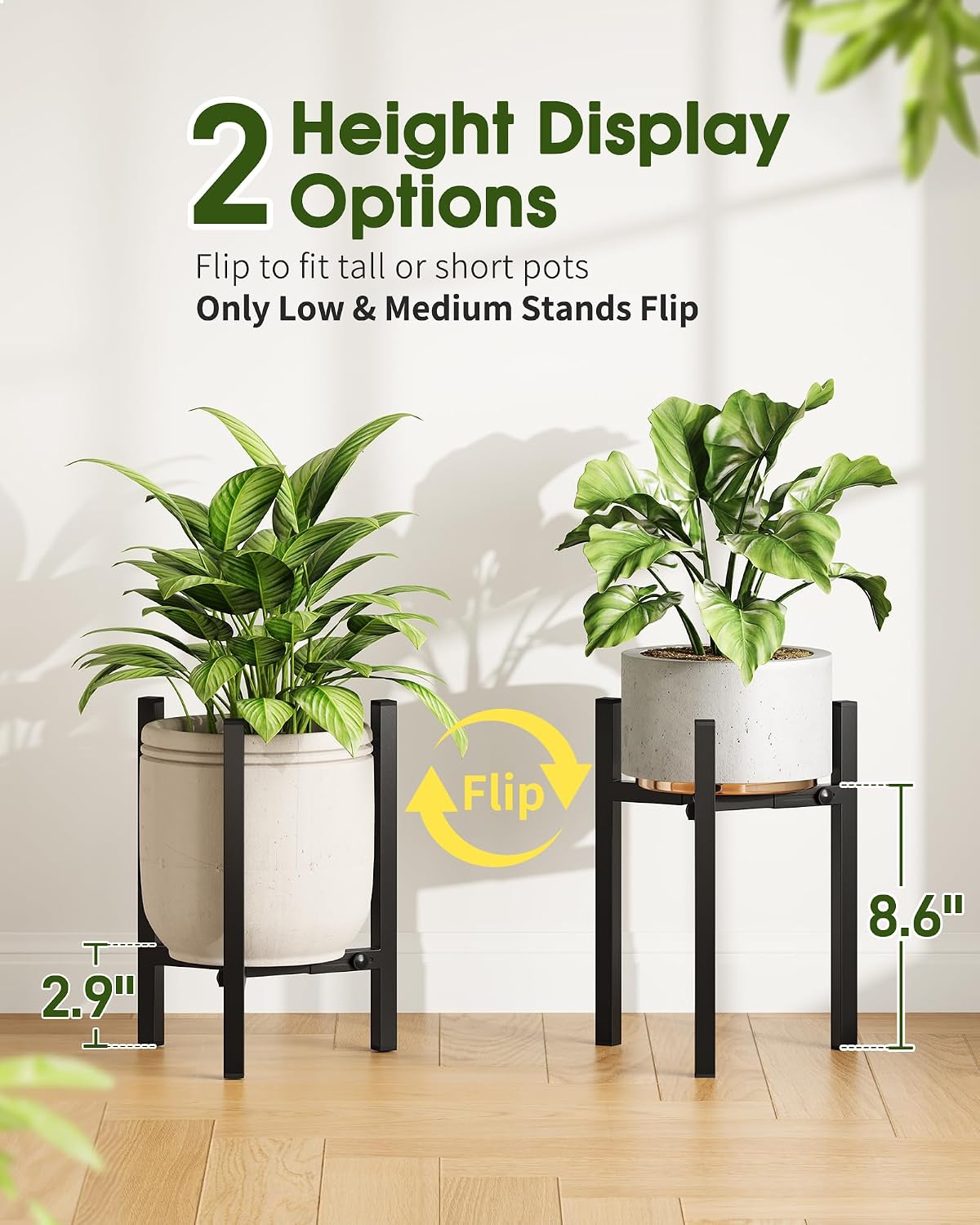 3 Pack Plant Stand Indoor Adjustable, Metal Modern Indoor Plant Stand, Heavy Duty Single Plant Stands Outdoor Corner