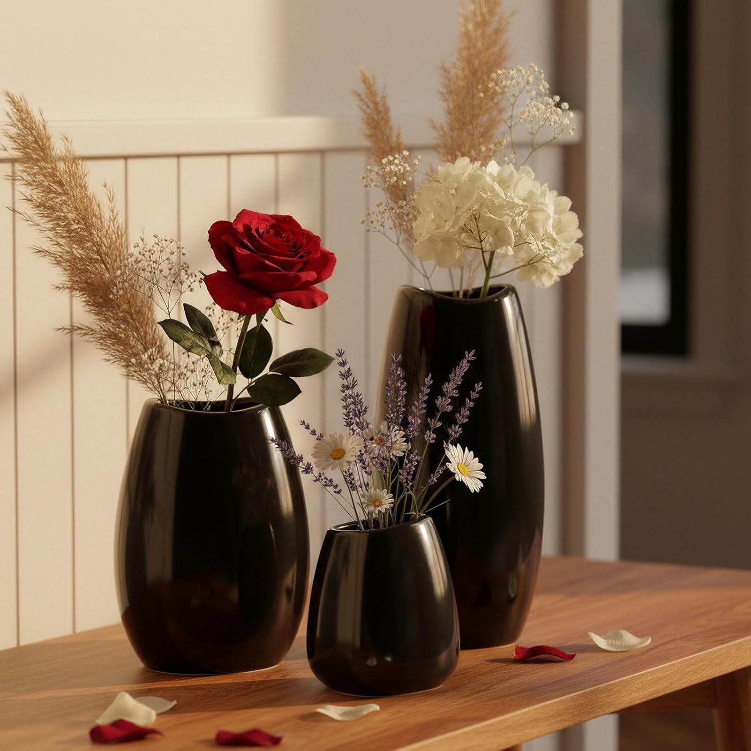 Ceramic Vase Flower Vase / Black / Set of 3
