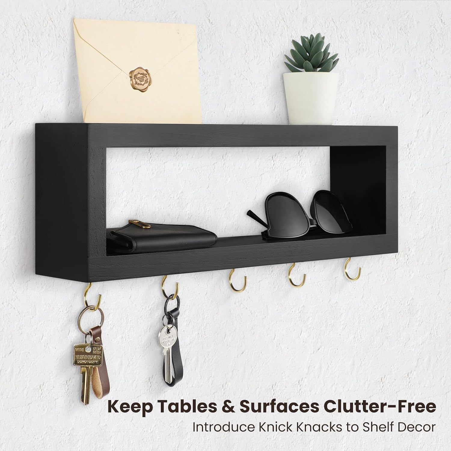 Hooks / Decorative Key and Wallet Holder / Black
