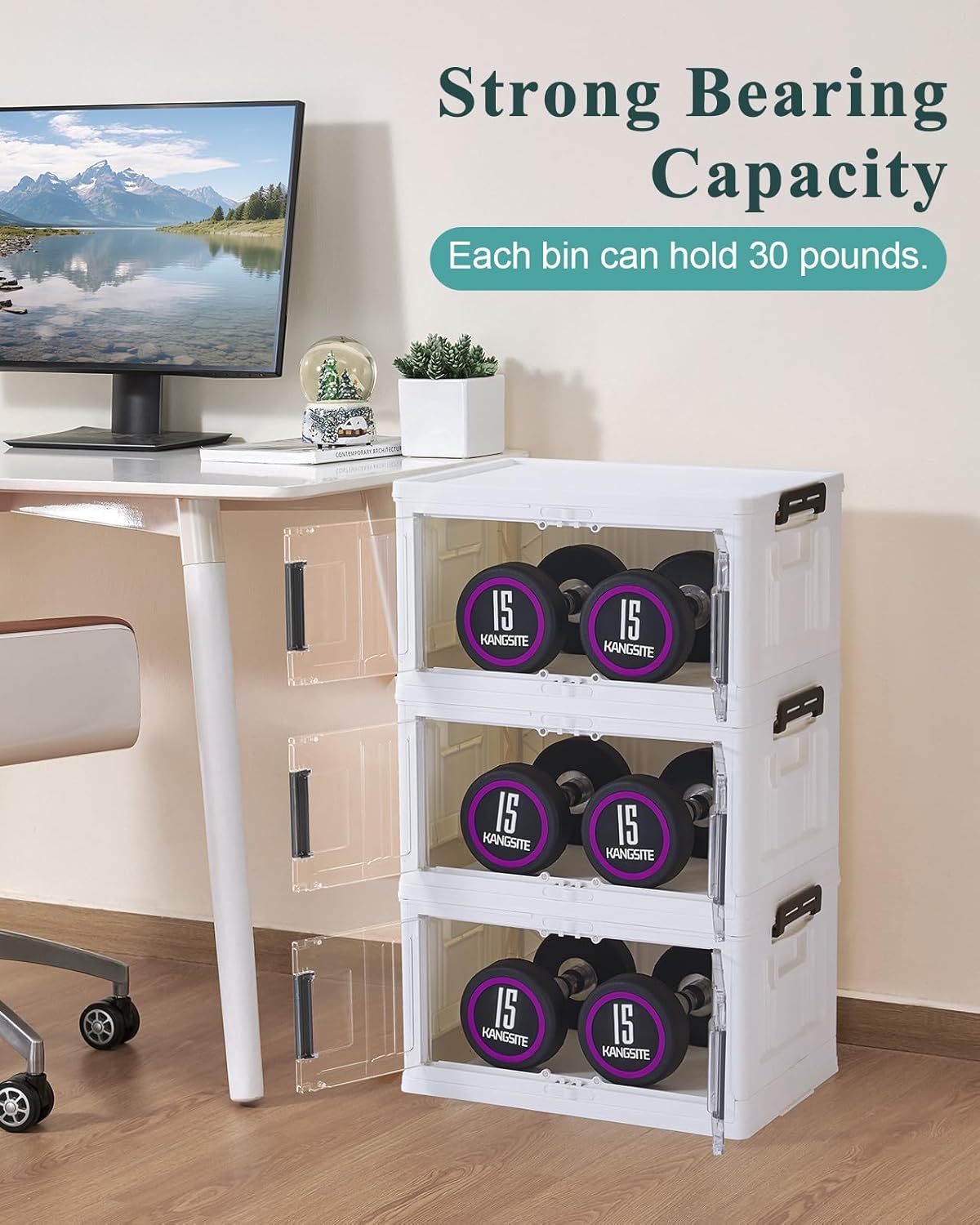 23QT Stackable Lockable Storage Bins / 23qt-white / Set of 3