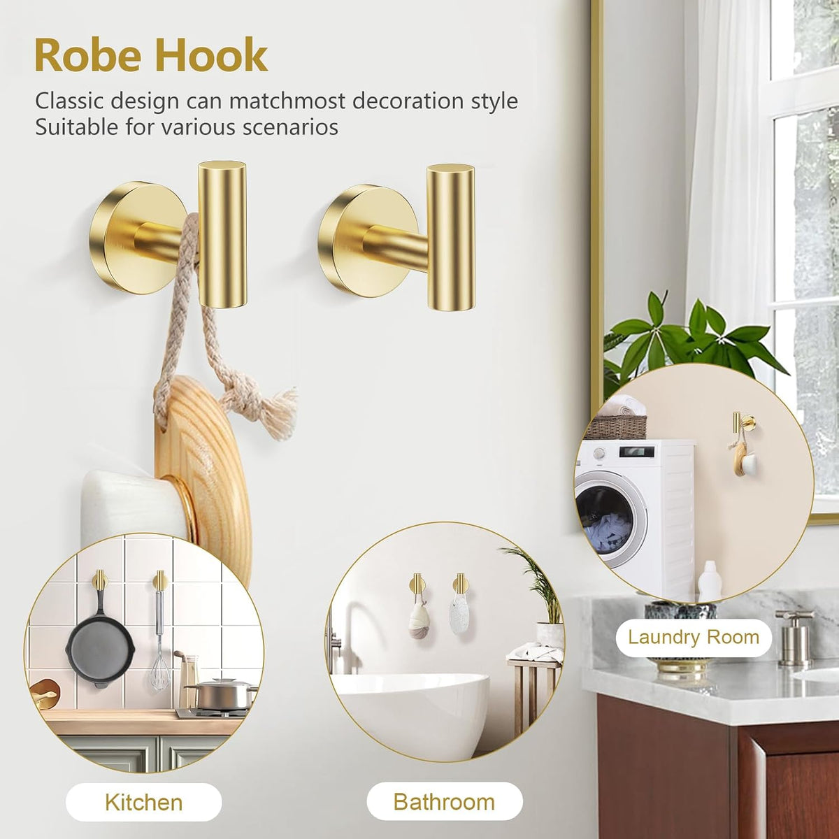 TQKAG 5 Piece Bathroom Hardware Set, Brushed Gold Bathroom Accessories | SUS304 Stainless Steel, 23.6" Brushed Gold
