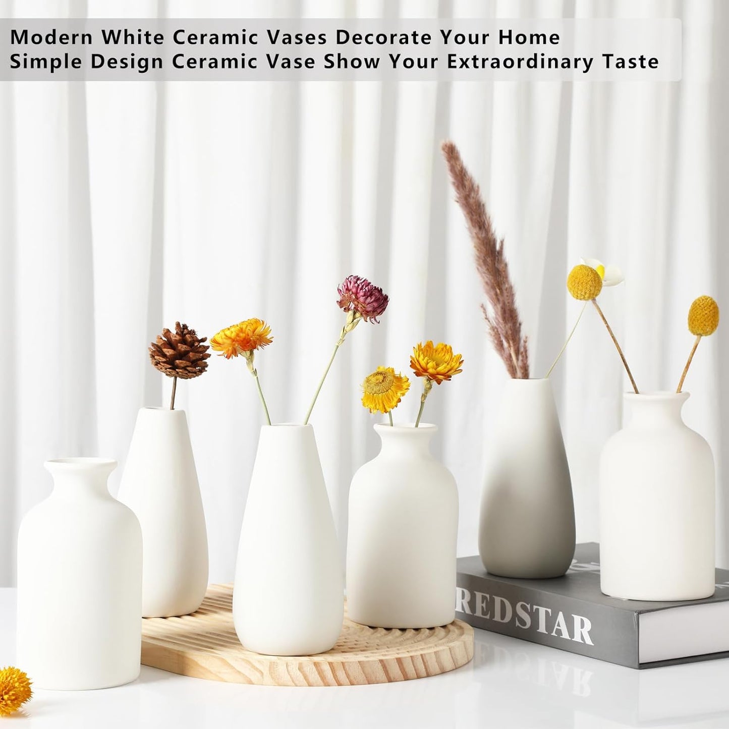 White Vase Ceramic Vases / Medium / White-a / 5.6 Inch / Set of 6