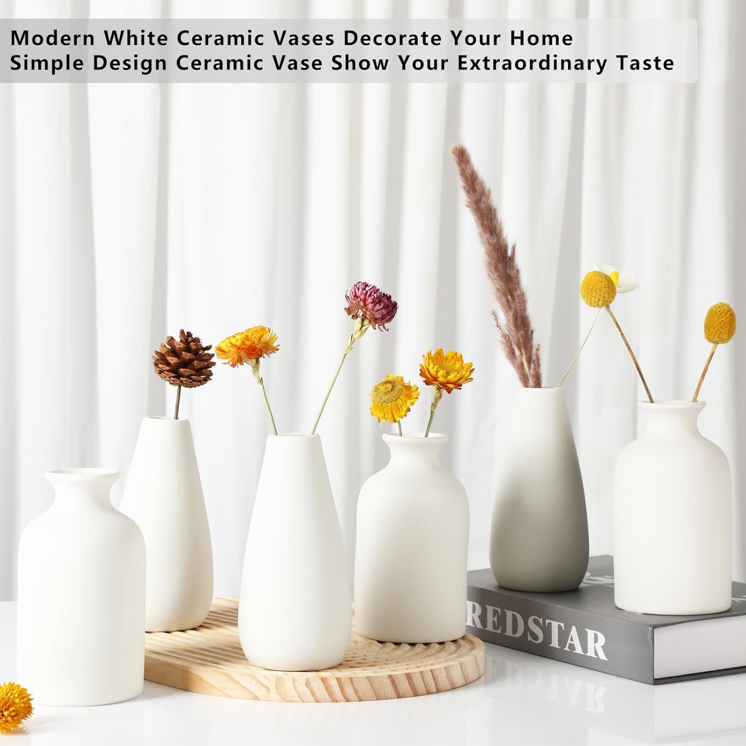 White Vase Ceramic Vases / Medium / White-a / 5.6 Inch / Set of 6