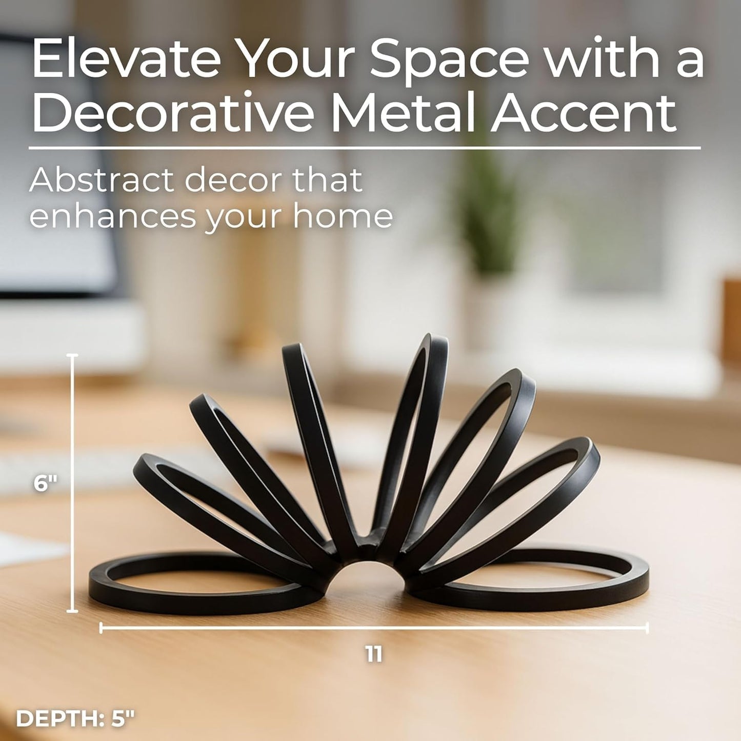 Metal Decorative Sculpture / 6.0" H / Black
