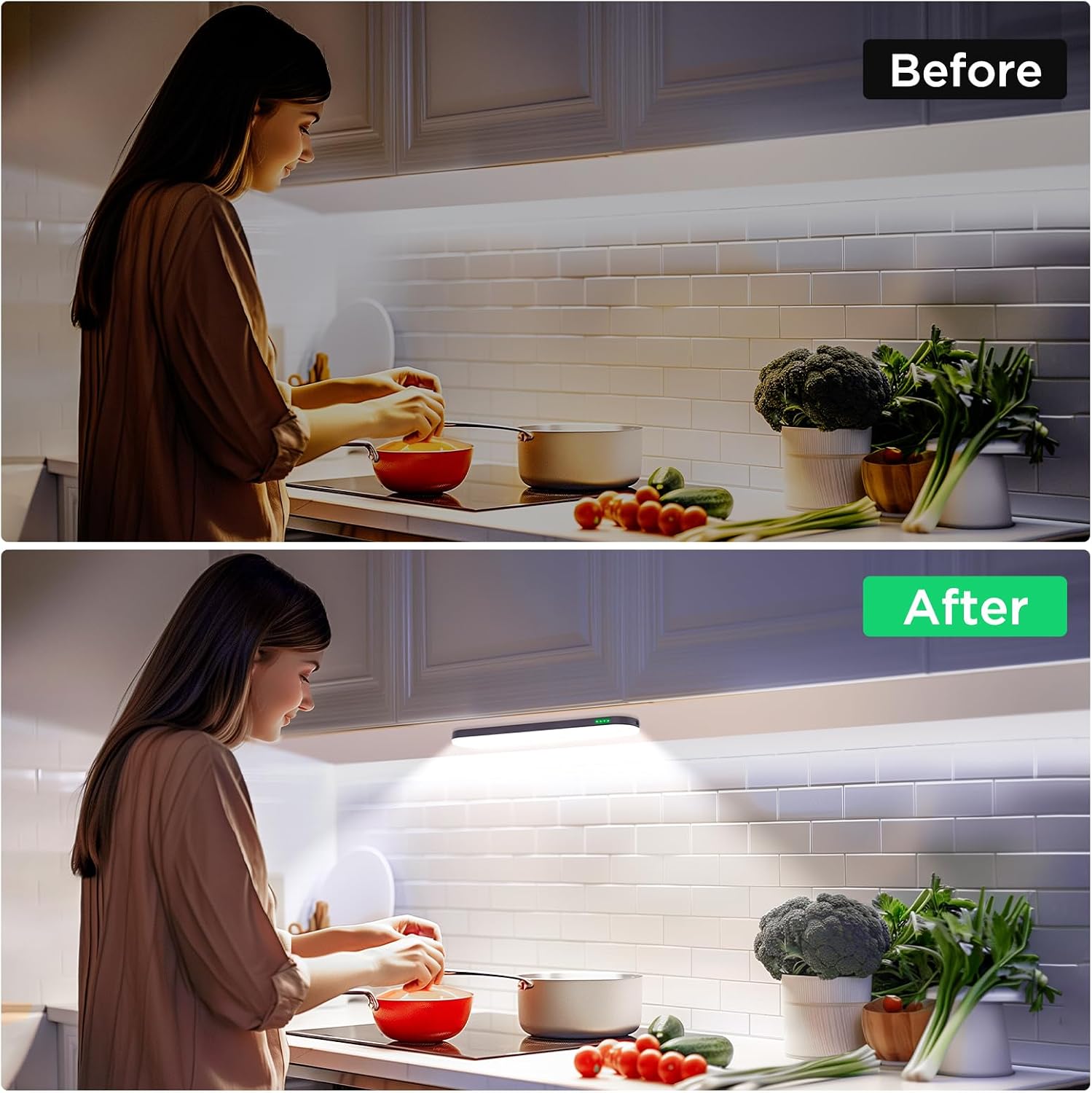 Under Cabinet Lighting, Motion Sensor Lights Indoor with 3 Color Temps Dimmable, 2600mAh Rechargeable Closet Lights