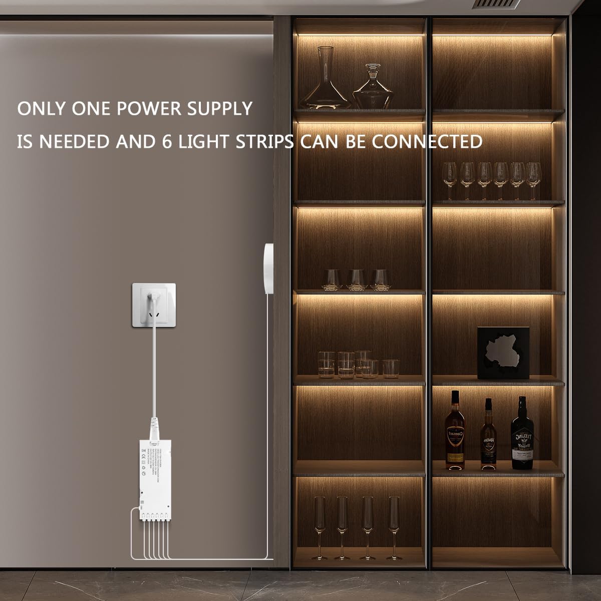 Cabinet Light COB LED Strip Lights 6-in-1 Dimmable Touch Control | for Display Cabinets, Wardrobes, Kitchen, Wine