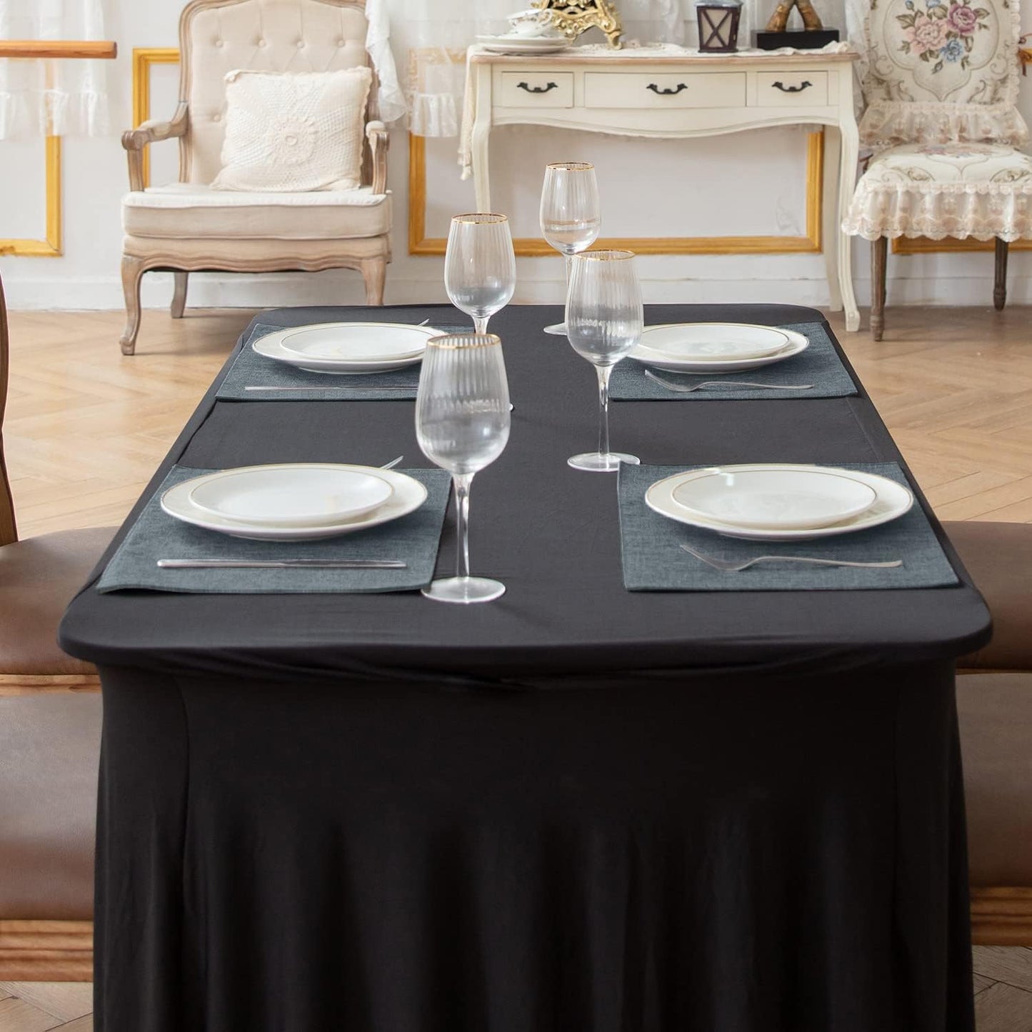 Cloth Placemats Set of 8, Linen Type Fabric Placemats Machine Washable Heat Resistant Placemats Polyester Place Mats