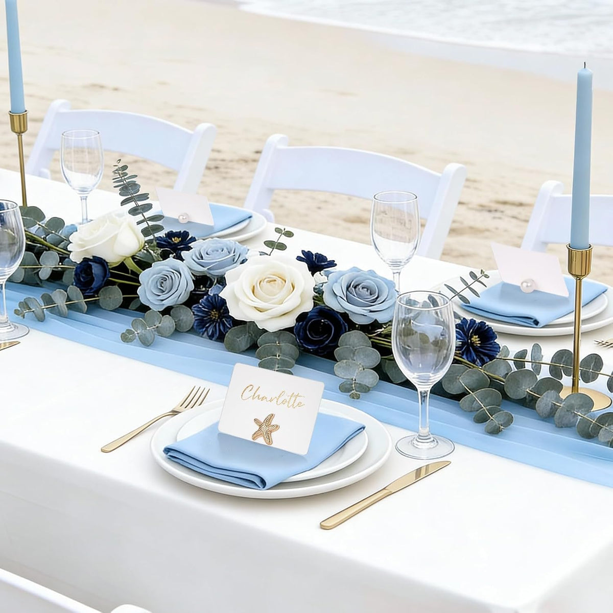 UNIQOOO 24Sets Decorative Starfish Place Card Holders Bulk, Sea Star Name Card Holders, for Beach Wedding Decor Coastal