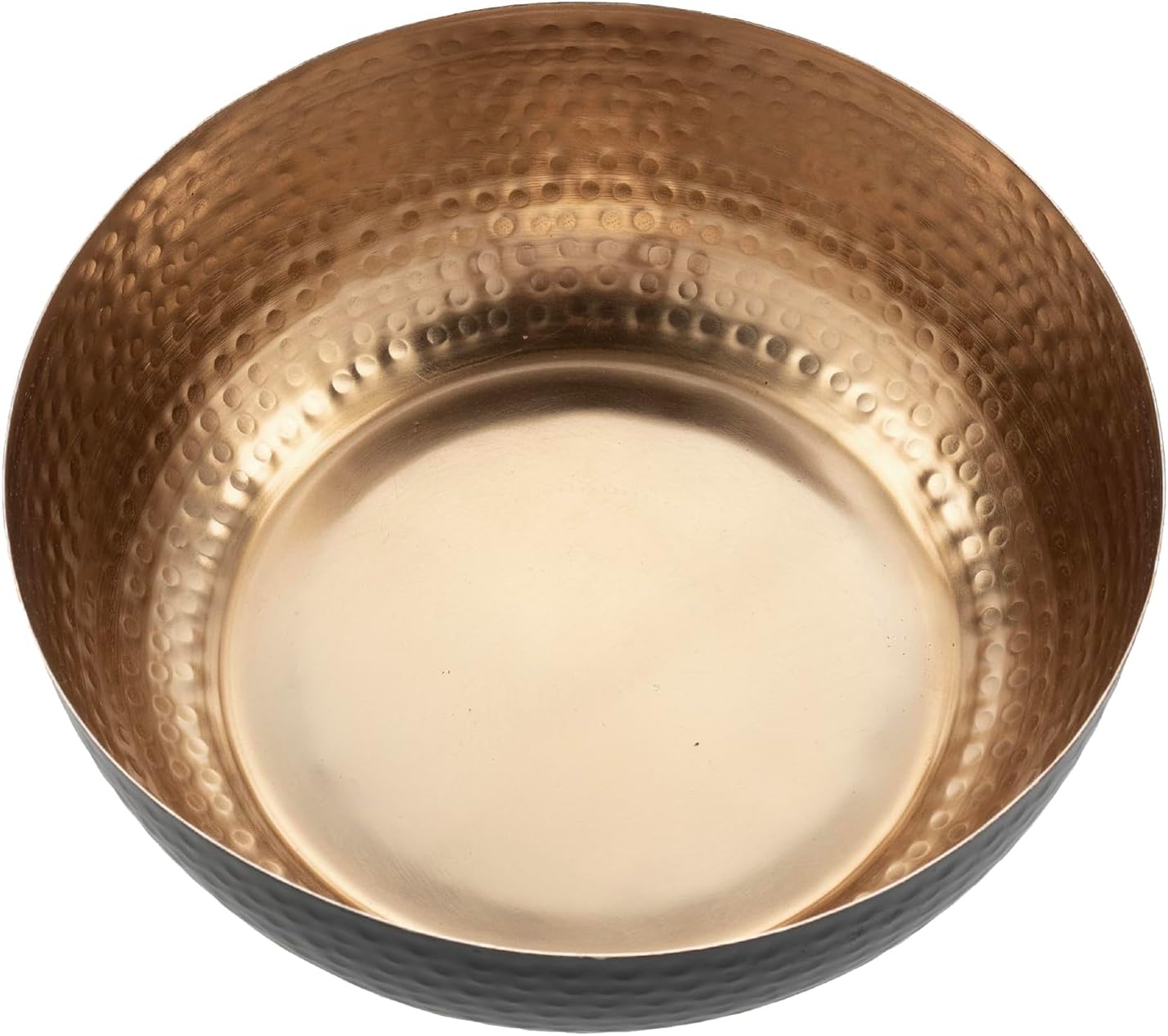 Art Deco Hammered Metal Decorative Bowl / Copper / Black / 8 Inch