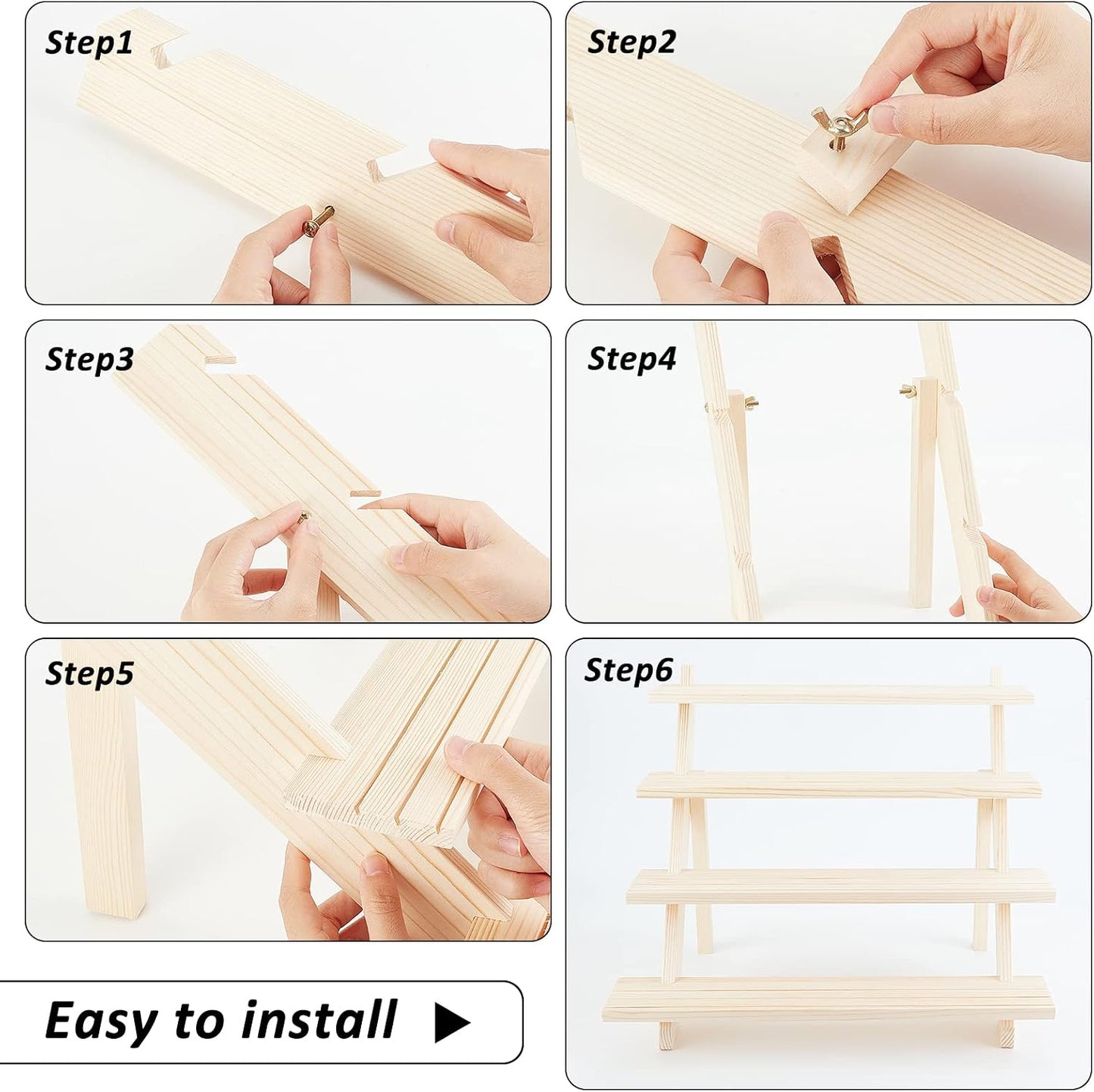 4-Tier Wooden Display Stand Riser / 15.35 x 15.75 x 12.6 / 4-tier Wooden L.w.thi