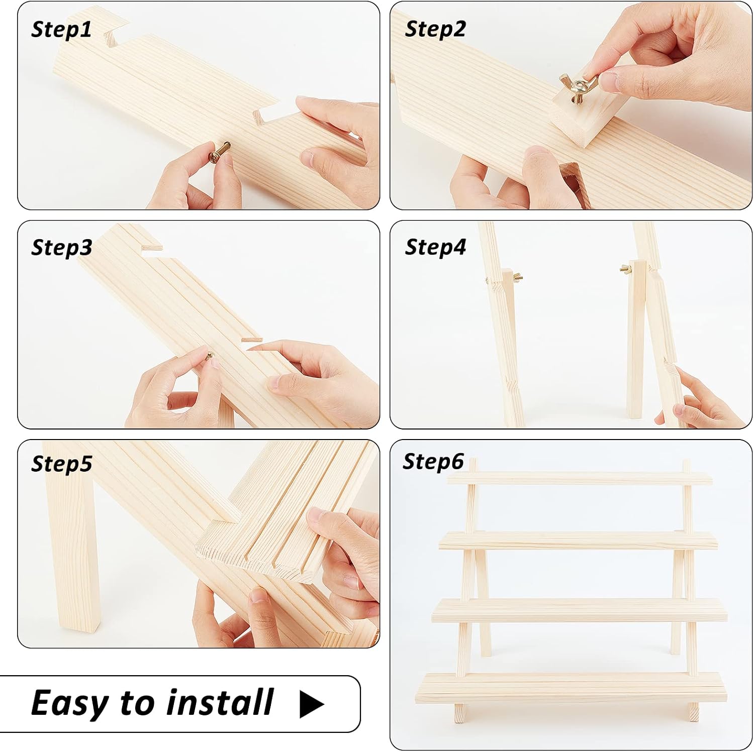 4-Tier Wooden Display Stand Riser / 15.35 x 15.75 x 12.6 / 4-tier Wooden L.w.thi