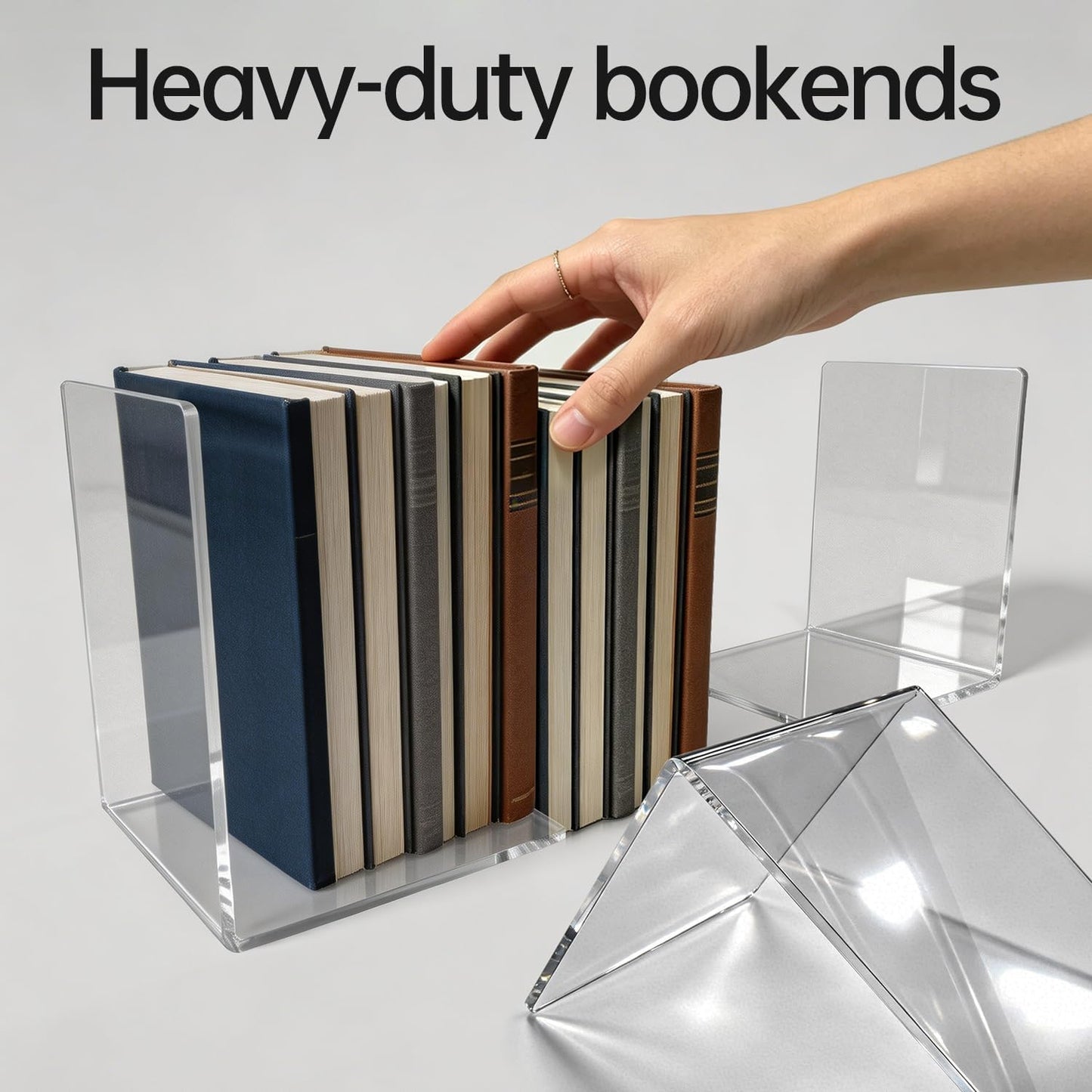 Sturdy Acrylic Bookends / Clear / 4 x 4 x 5