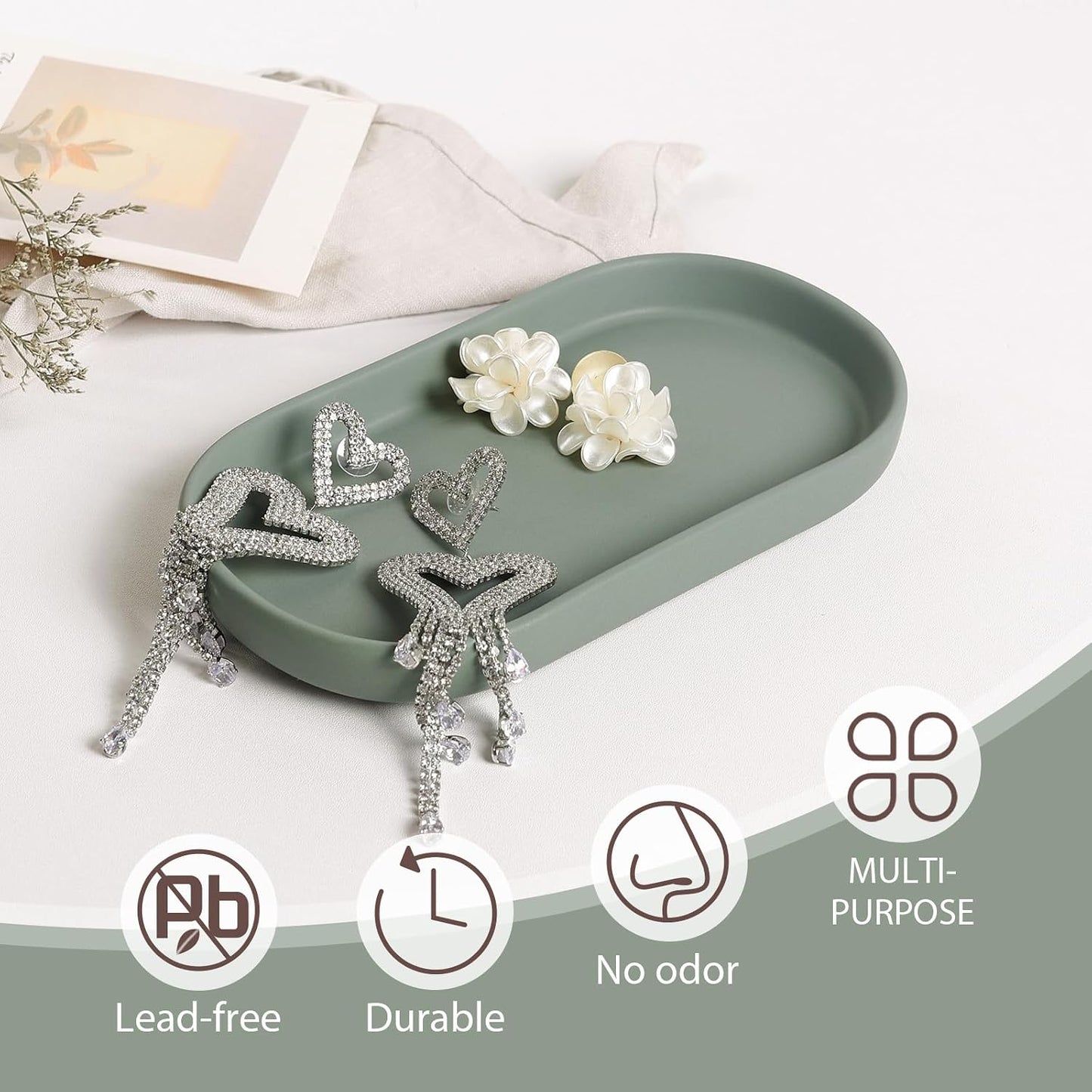 Ceramic Jewelry Tray / Green_1pcs