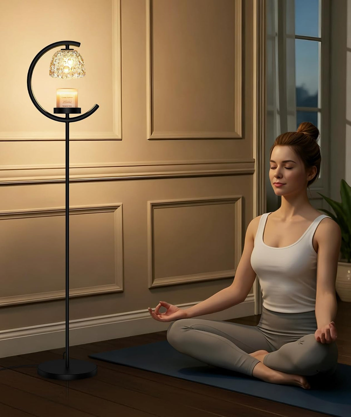 seenlast Candle Warmer Floor Lamp with Timer and Dimmer | Standing Electric Wax Melt Warmer for Home Decor, Living Room