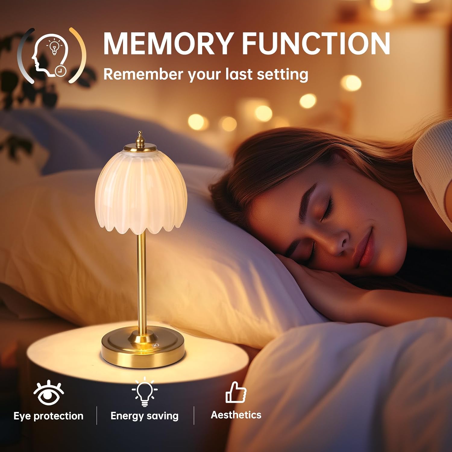 Shenmoyl Set of 2 Tulip Table Lamp with 5000mAh Battery & Touch Control, Cordless Table Lamp with 3 Colors, Dimmable