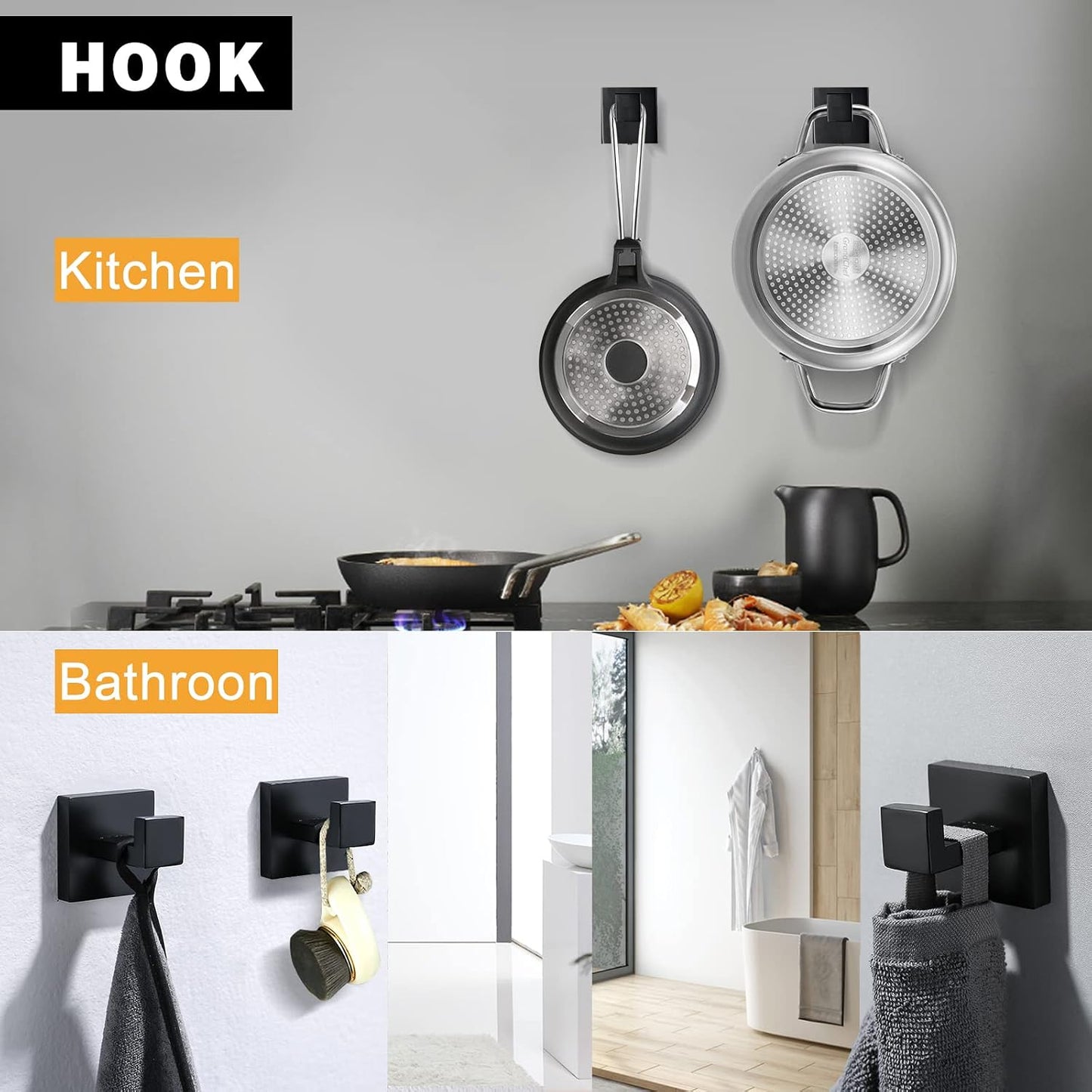 Black Towel Bar Set 5-Piece Bathroom Hardware Set Including 23.6 Inch Towel Bar,Towel Ring Towel Hook and Toilet Paper