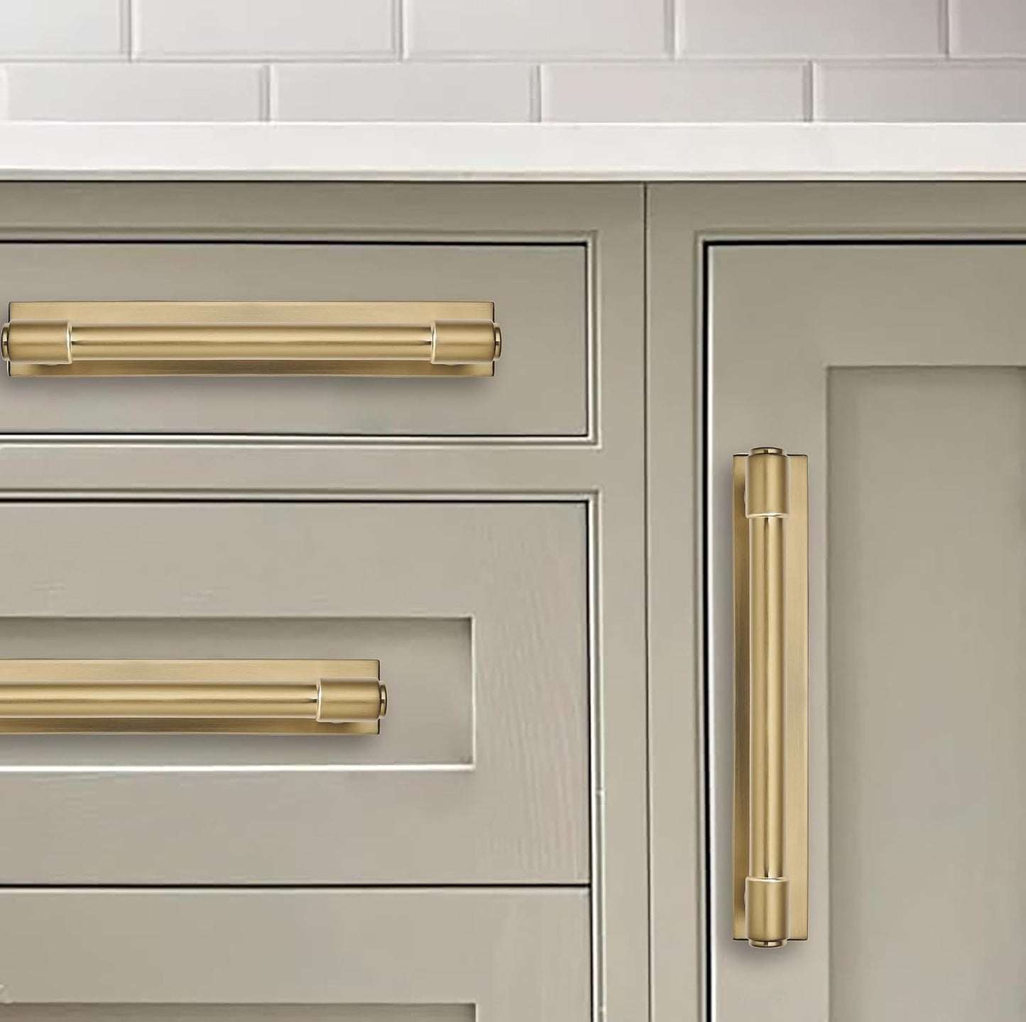 5 Pack 5 inch (128 mm) Center to Center Brushed Gold Cabinet Pull Backplate with Base Plate Zinc Solid Brushed Brass