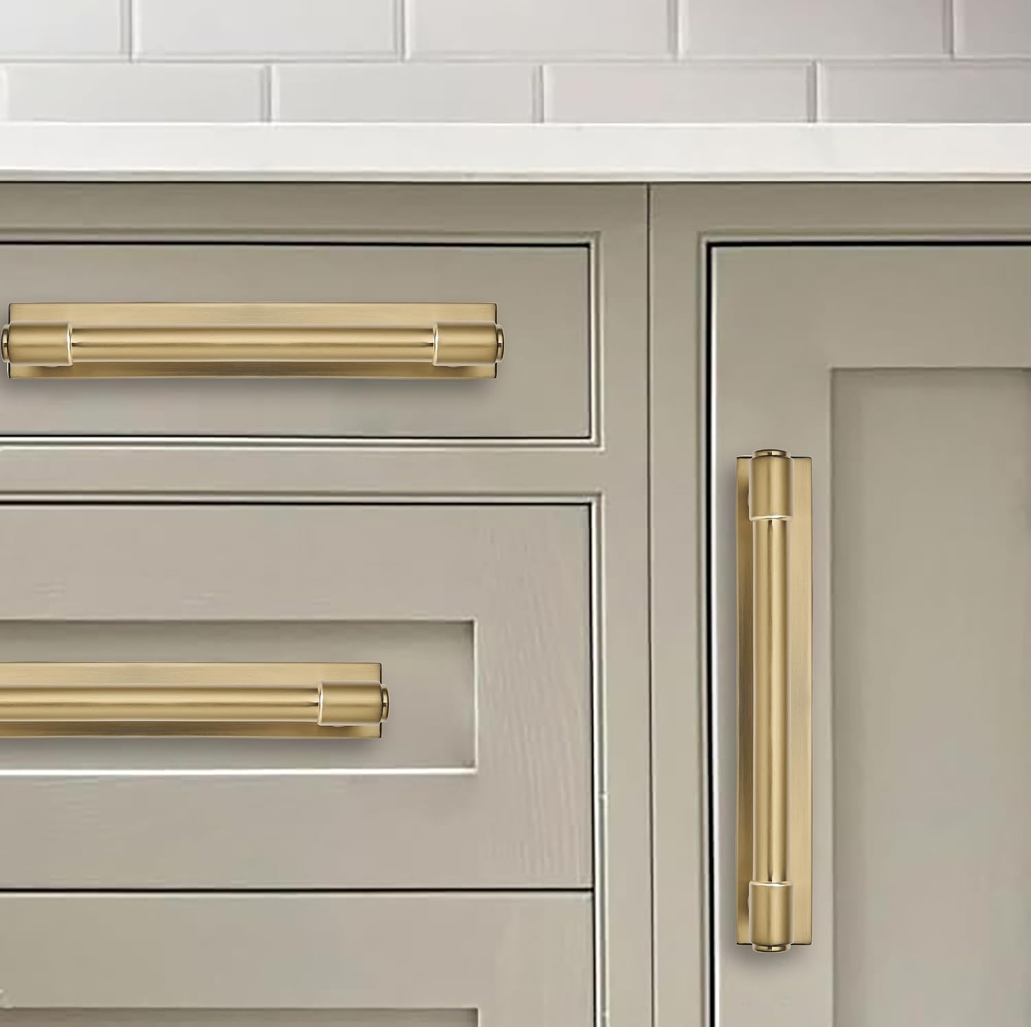 5 Pack 5 inch (128 mm) Center to Center Champagne Bronze Cabinet Pull Backplate with Base Plate Zinc Solid Satin Brass