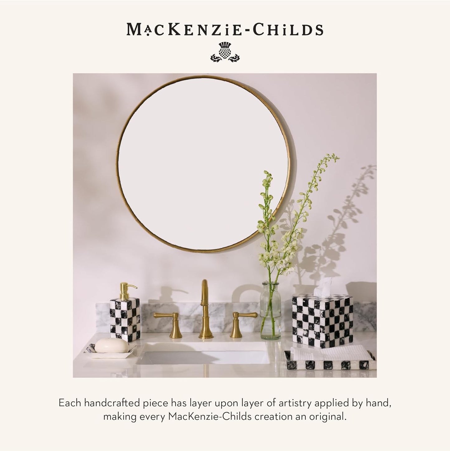 Capiz Vanity Tray / Courtly Check / Black