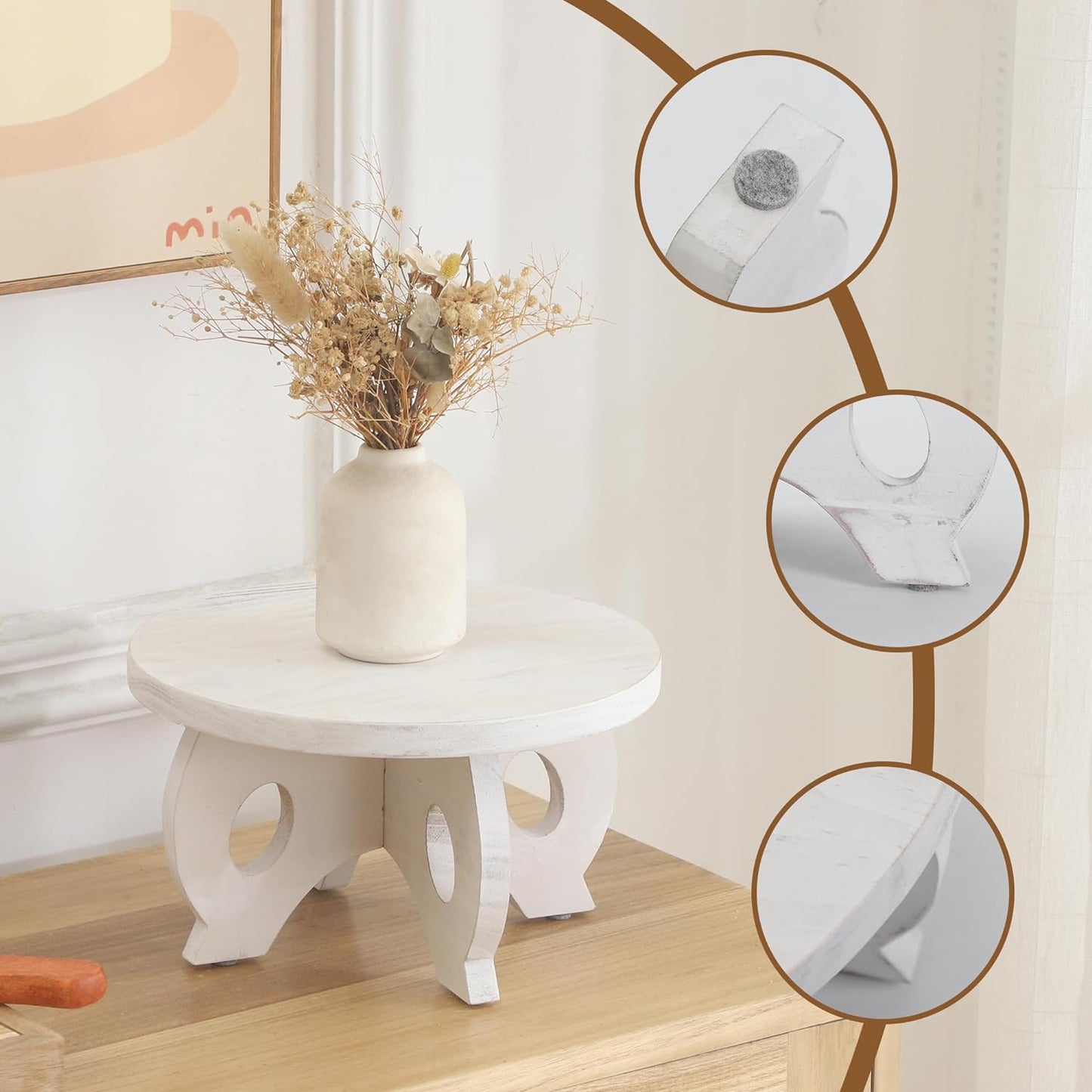 Small Plant Stand Kitchen Display Stand 10 inch Plant Holder Plant Stool Round Stand Risers Farmhouse Rustic Balcony
