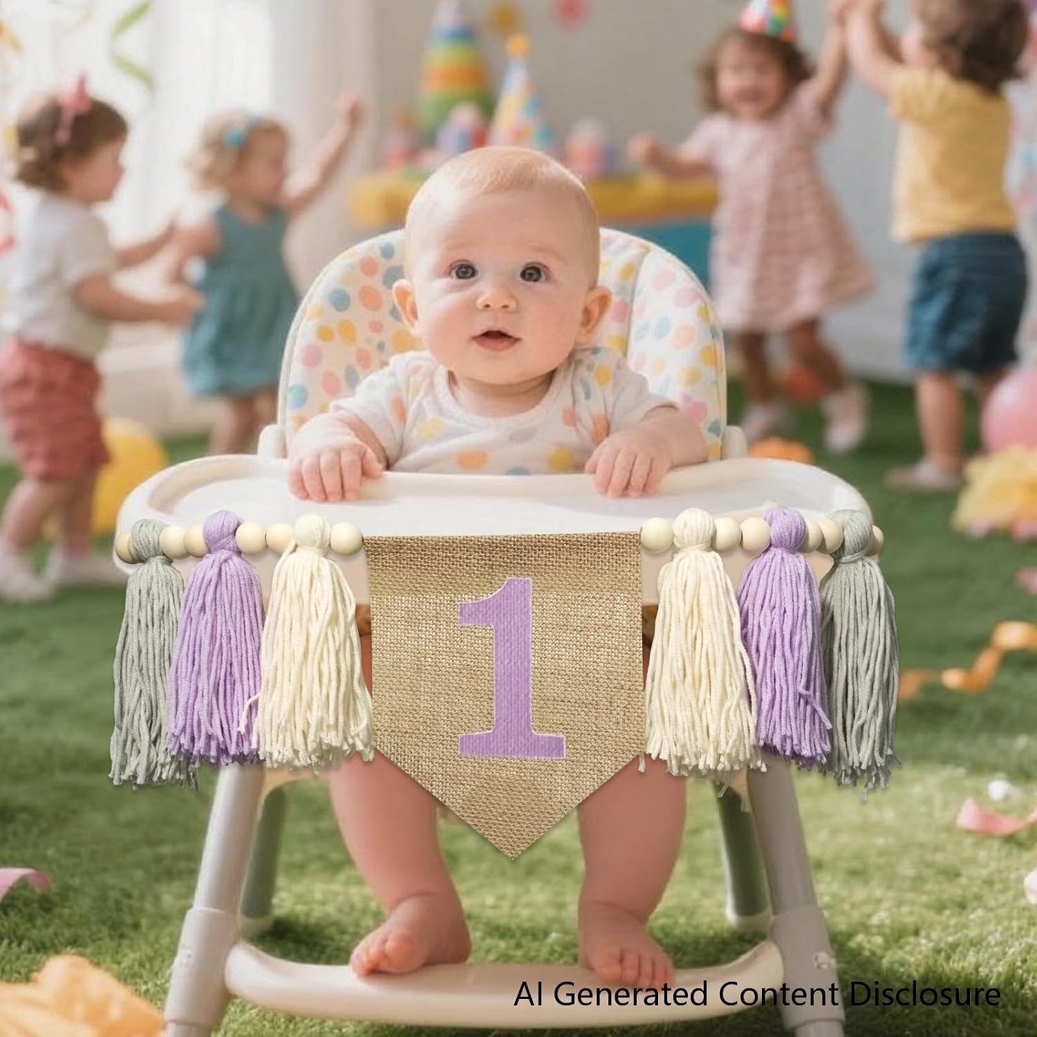 Wood Bead Tassel Garland / Purple