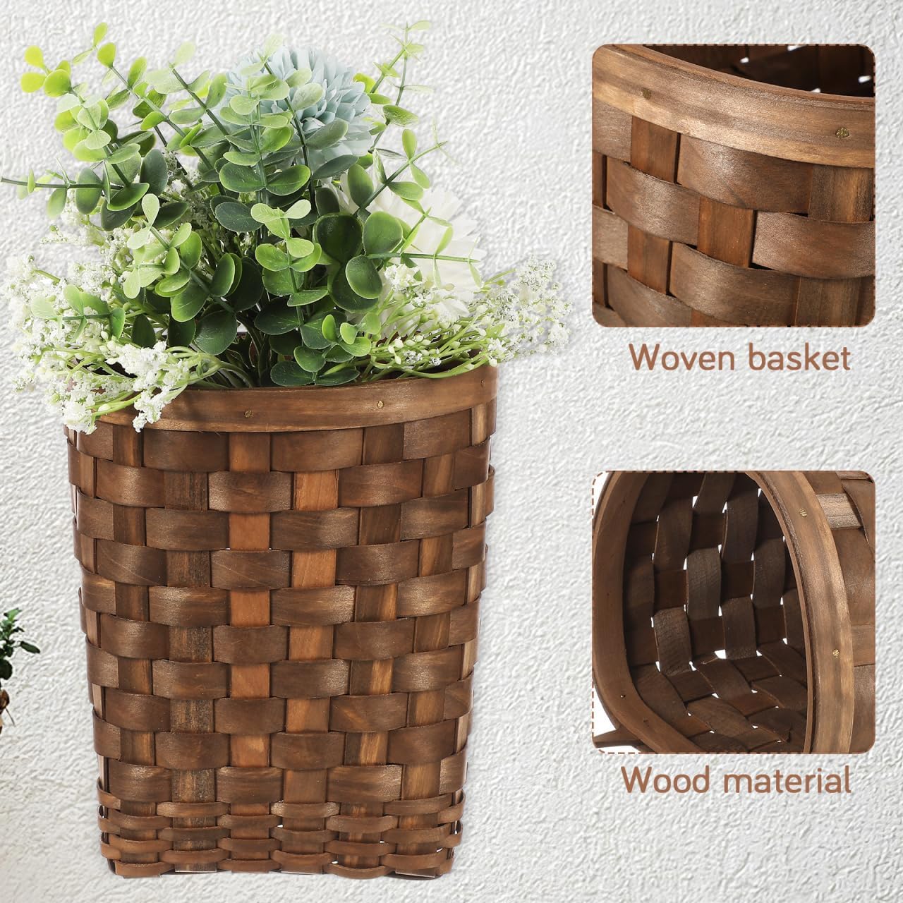 Mini Vintage Woven Wall Basket / Light Brown / 26.00 x 15.00 x 6.00 / CM
