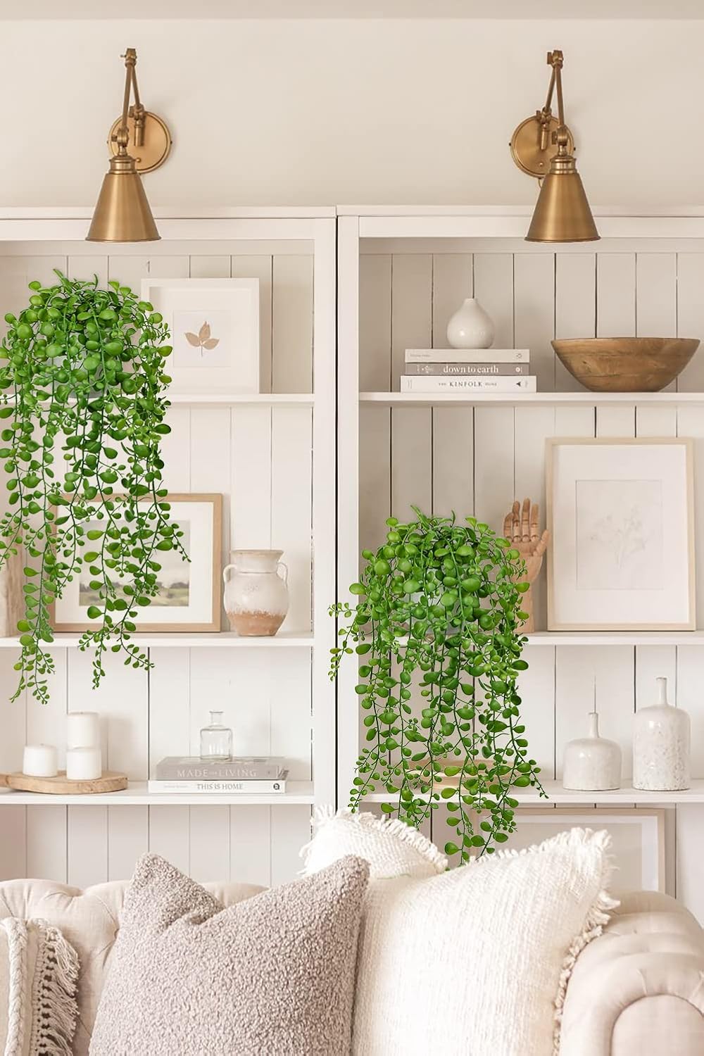 Fake Hanging Plant Large Artificial Hanging Plants 21" Long / Dischidia Oiantha / 21in / White
