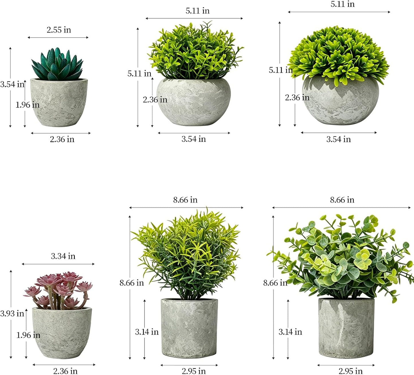 Artificial Plants Indoor Eucalyptus/Four-Leaf Clover/Succulent Light /Succulent / Purple / Set of 6