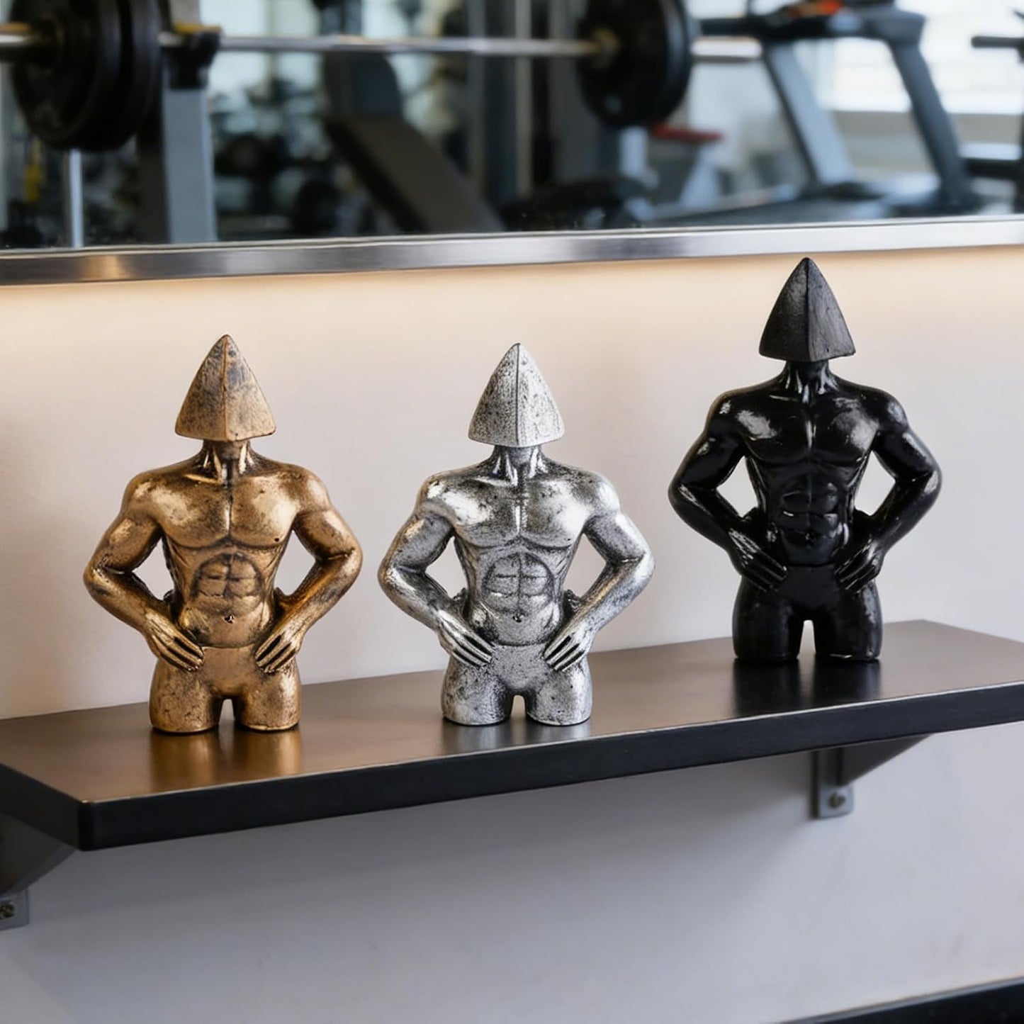 Sculptures Statue Abstract Male Torso Art Deco Resin Figurines / Silver / Set of 3