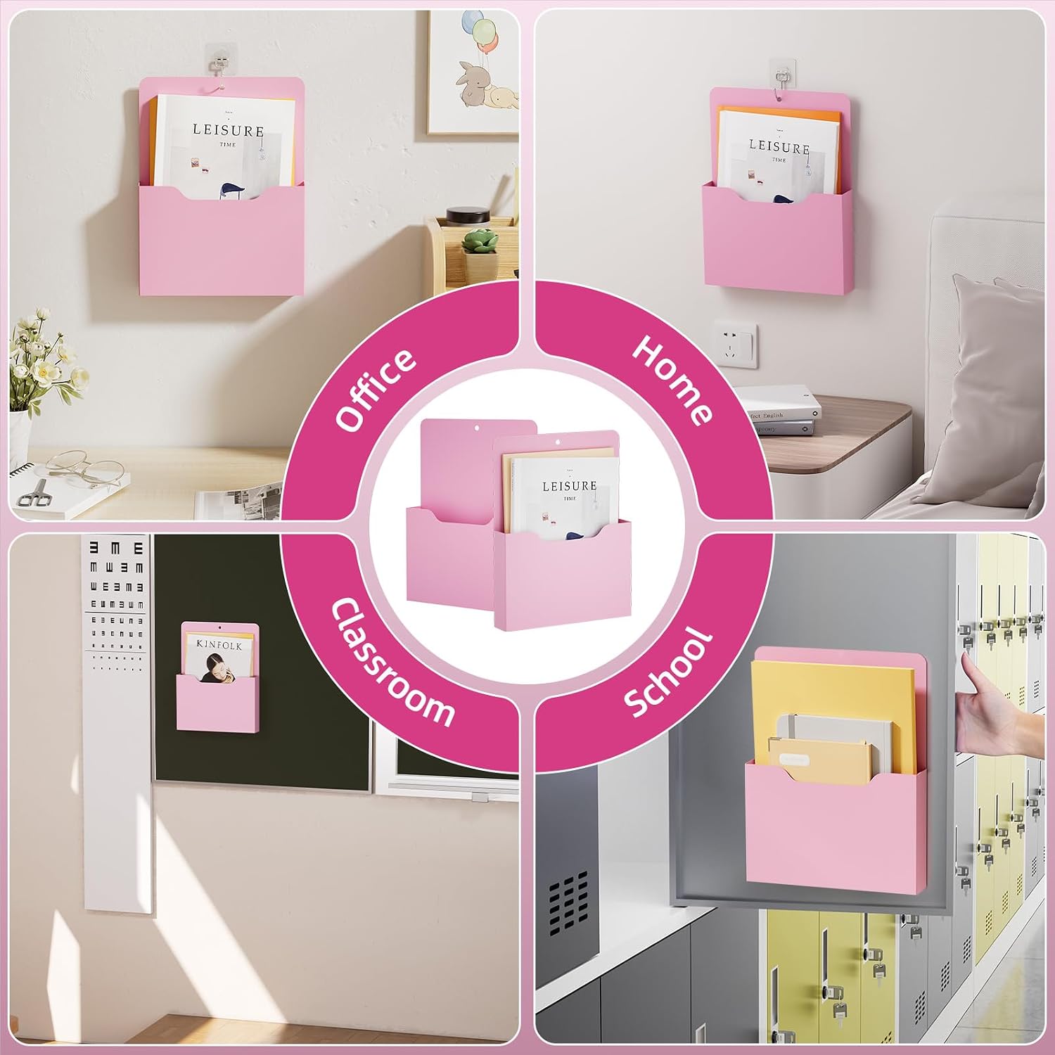 Marbrasse 2 Pack Magnetic File Holder - Paper Holder, Pocket Organizer,Hanging Wall File Organizer Office Supplies