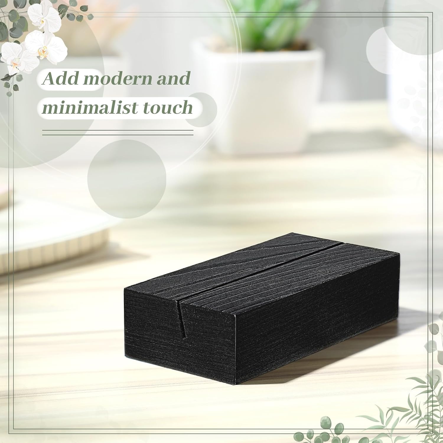 Blosssound 24 Pcs Wood Place Card Holders,3 x 1.6 x 0.8 Inches,Black | Table Number Stands Wedding Party Events, Name