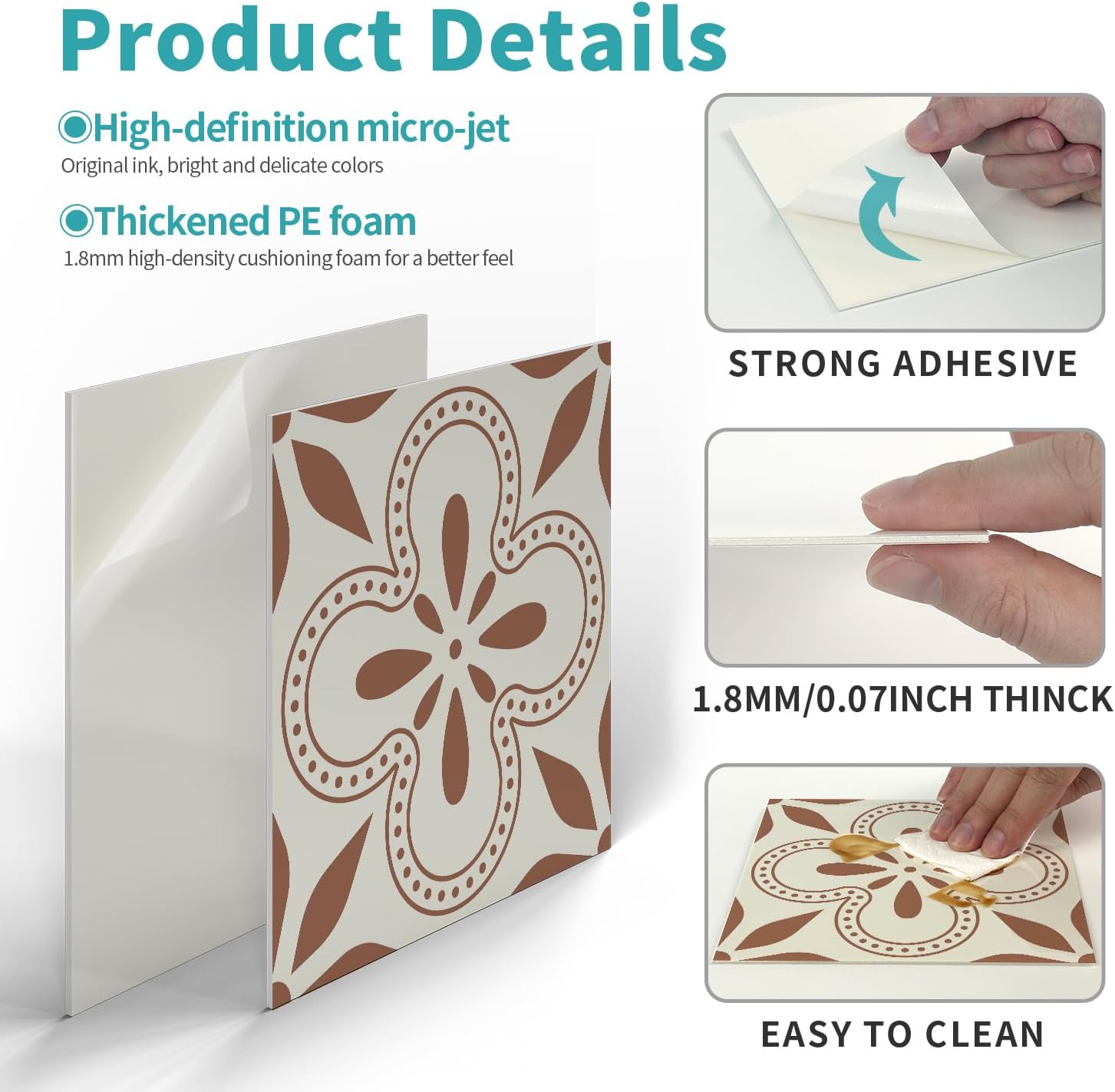 Tile Sticker Self Adhesive Wall Decals Peel and Stick Kitchen / Art-230 / 5.9 x 5.9 / Set of 12