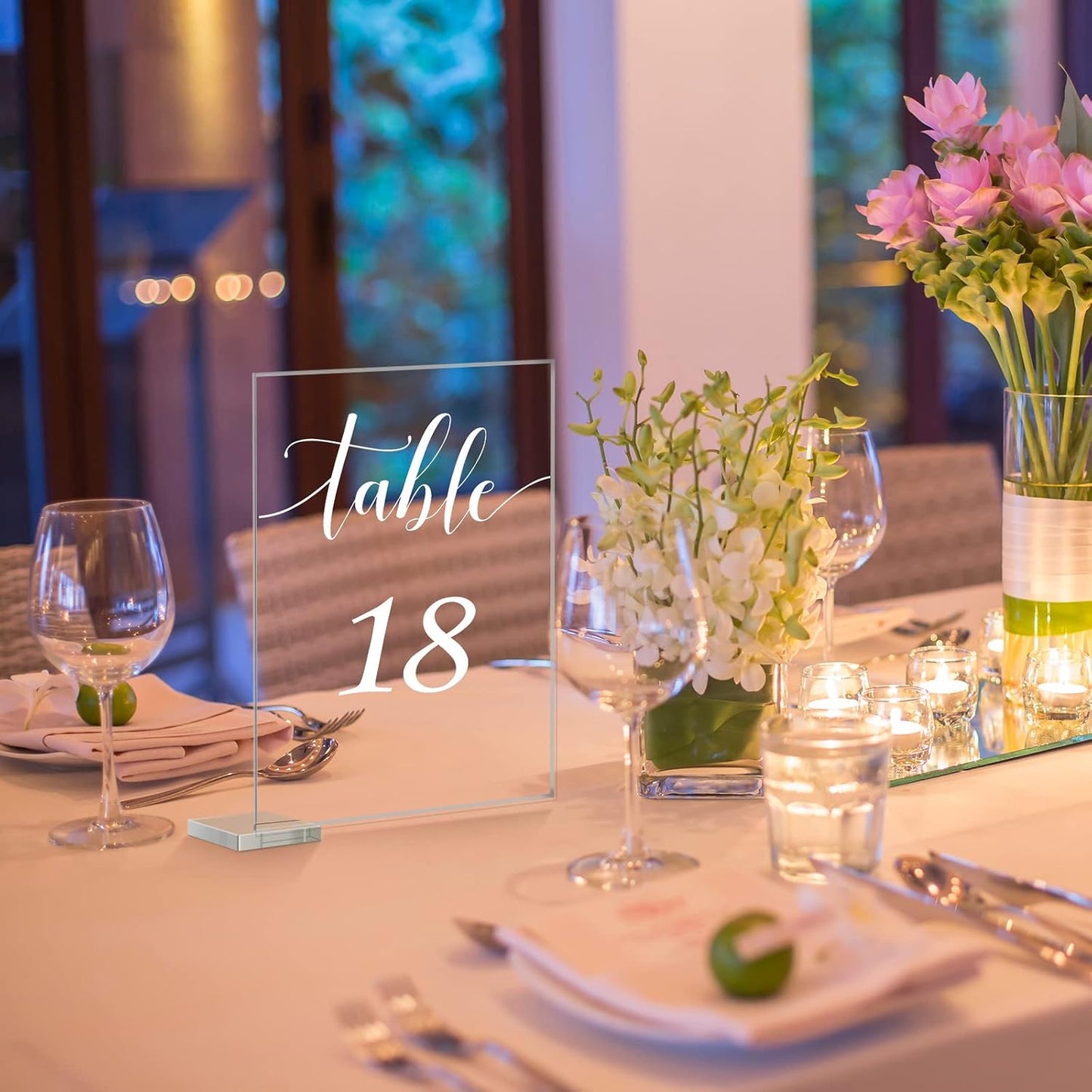 30 Pieces Acrylic Table Numbers 1-30 for Wedding Reception Clear Table Number Signs 1-30 with Stand Hexagonal Rectangle