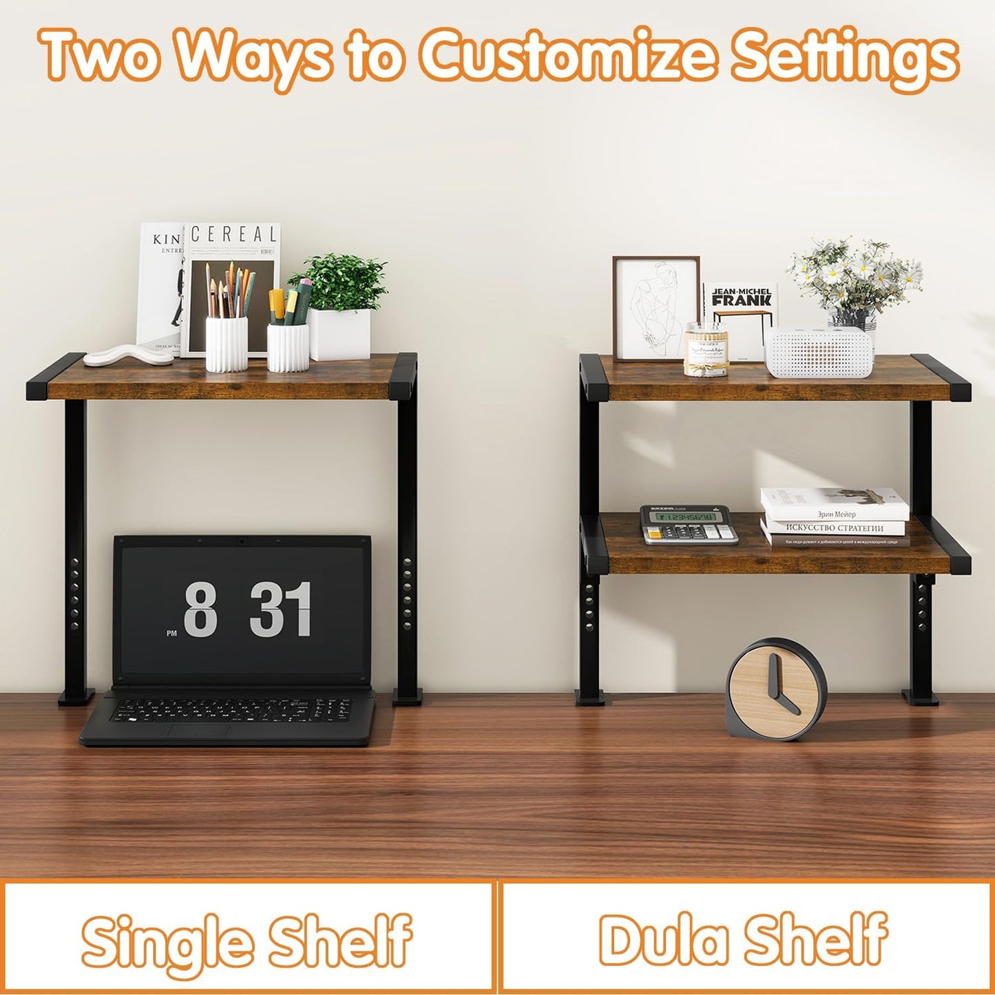 IBUYKE Clamp on Desk Organizer Shelf,Desk Extender Shelves UTMZ007H | 12.9 inches,2-Tier Adjustable Storage Shelves