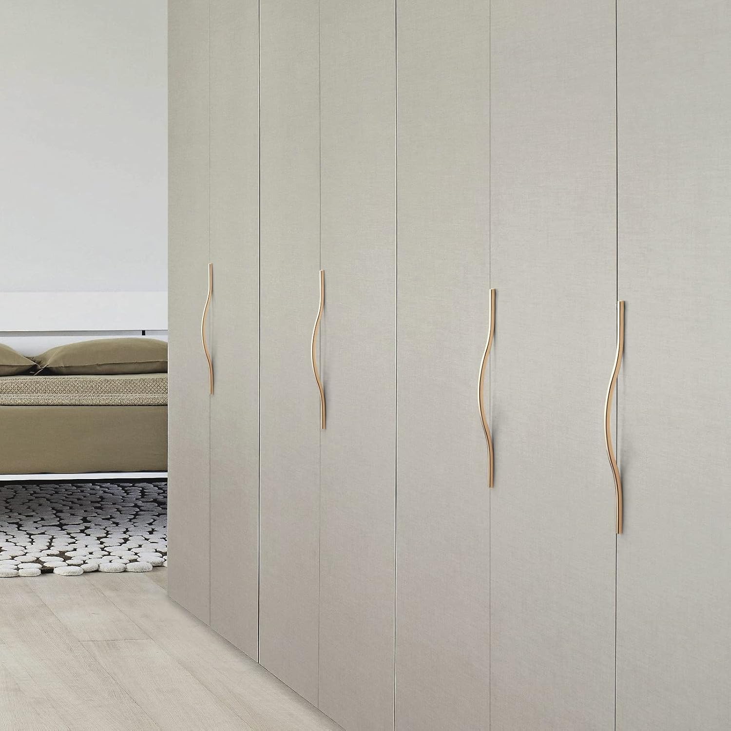 Low Profile Cabinet Pulls / 11.3'/12.6'' Hole Centers / Brushed Brass