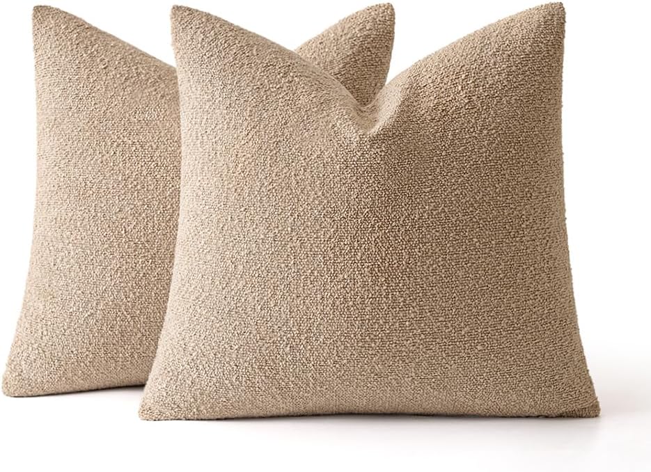 Decorative Pillow Covers / 18 x 18 / Camel / Set of 2