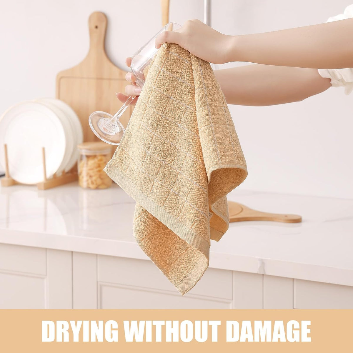 Homaxy 100% Cotton Terry Kitchen Towels, 12 Pack, Apricot | Ultra Soft and Absorbent Dish Towels for Kitchen, Suitable