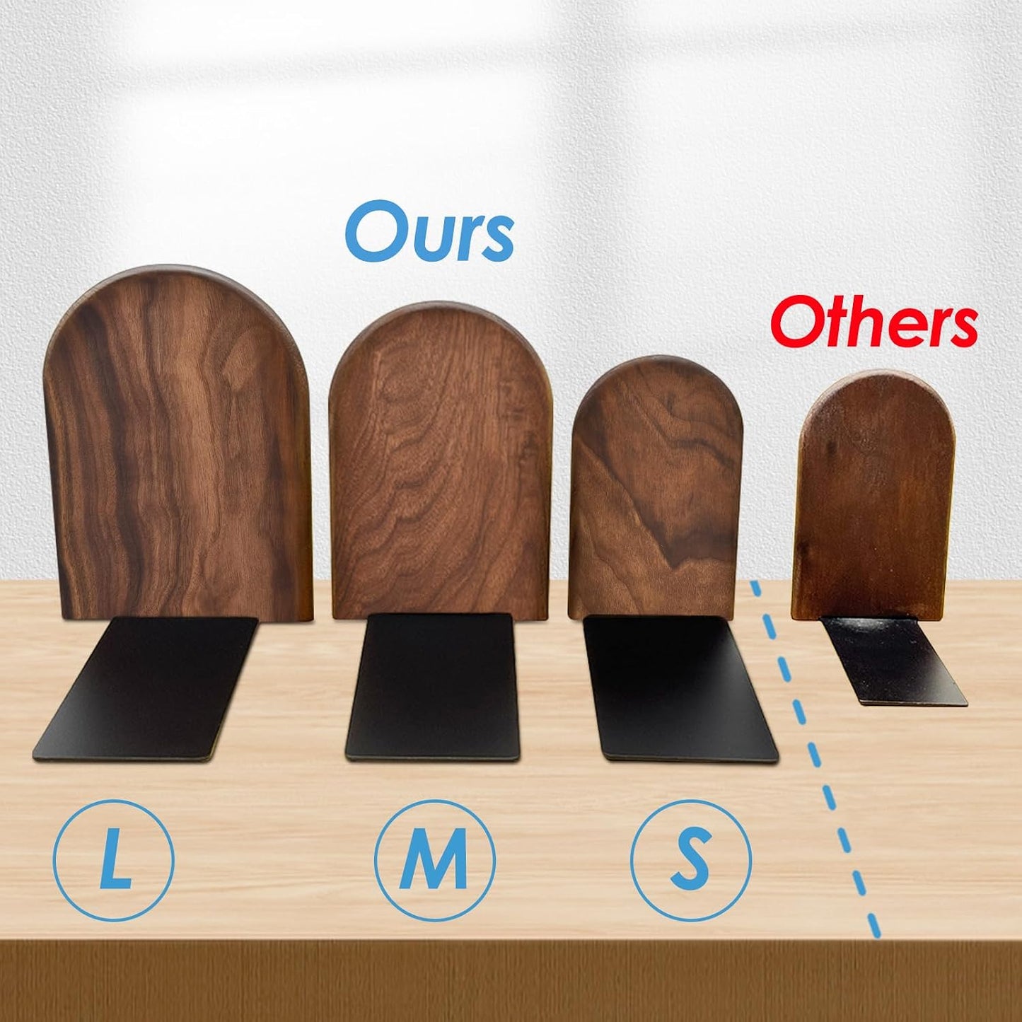 Sturdy Wooden Bookends / Black Walnut / Medium