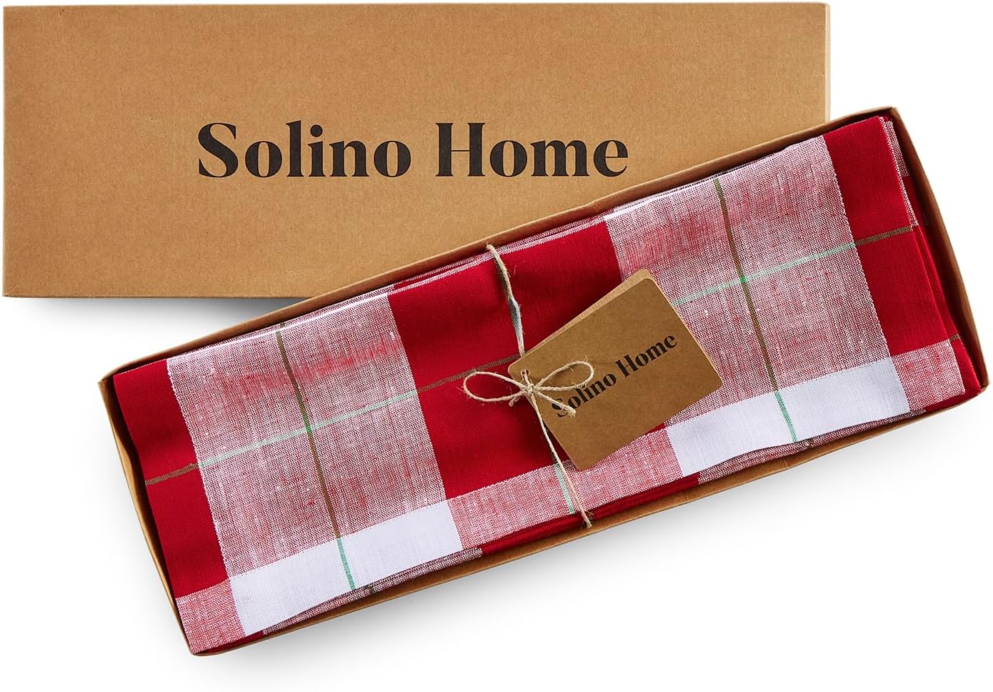 Solino Home 100% Pure Linen Placemats Merry Plaid, 14 x 19 in, Set of 4 | Very Merry Plaid Place Mats place settings